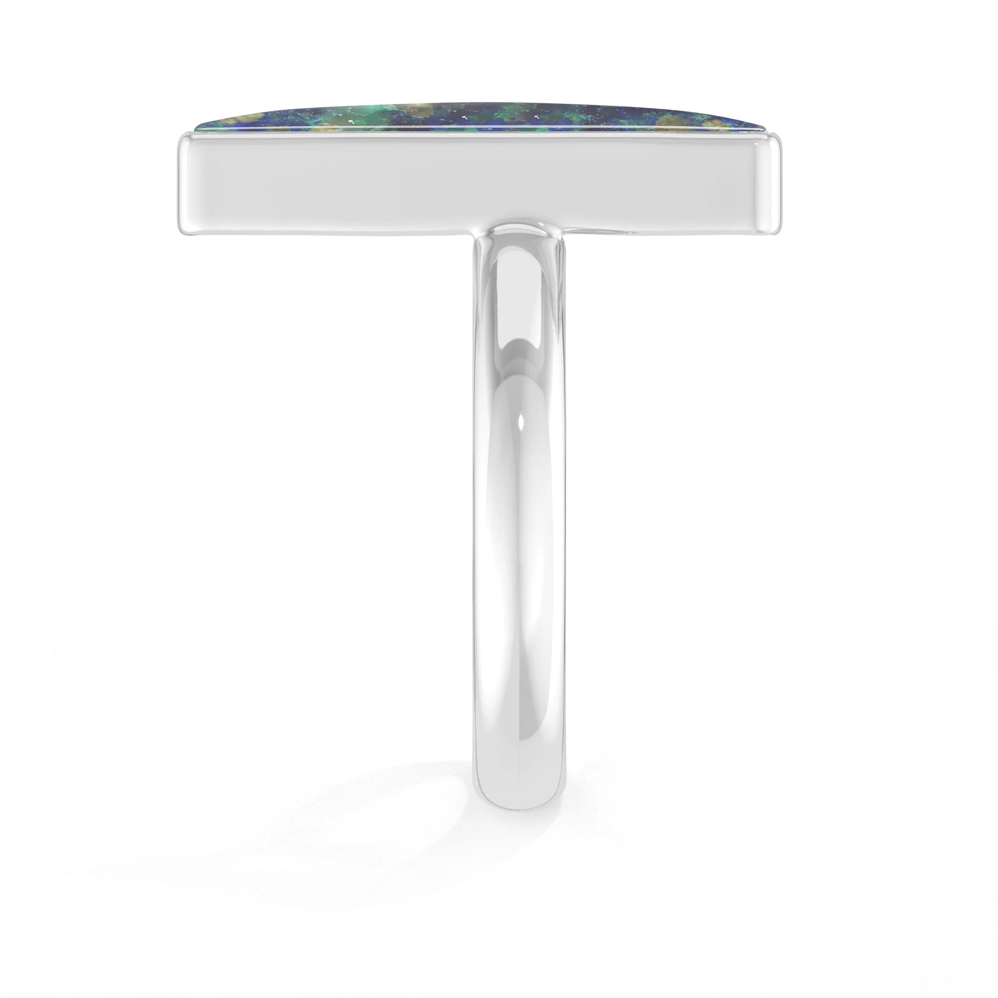 azurite malachite bezel-set ring