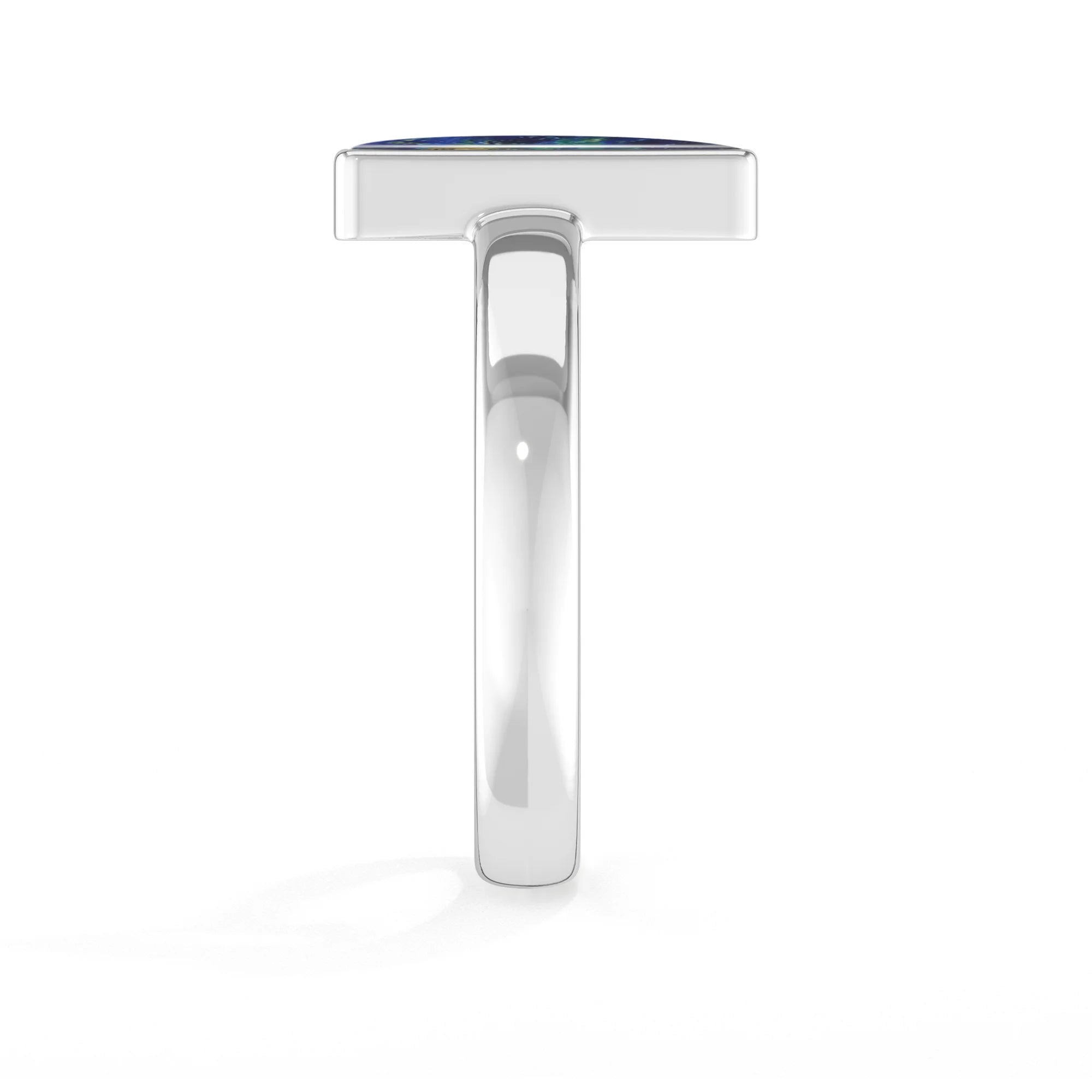 azurite malachite bezel-set ring