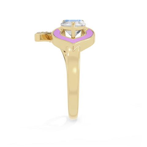Natural Rainbow Moonstone & Amethyst Ring