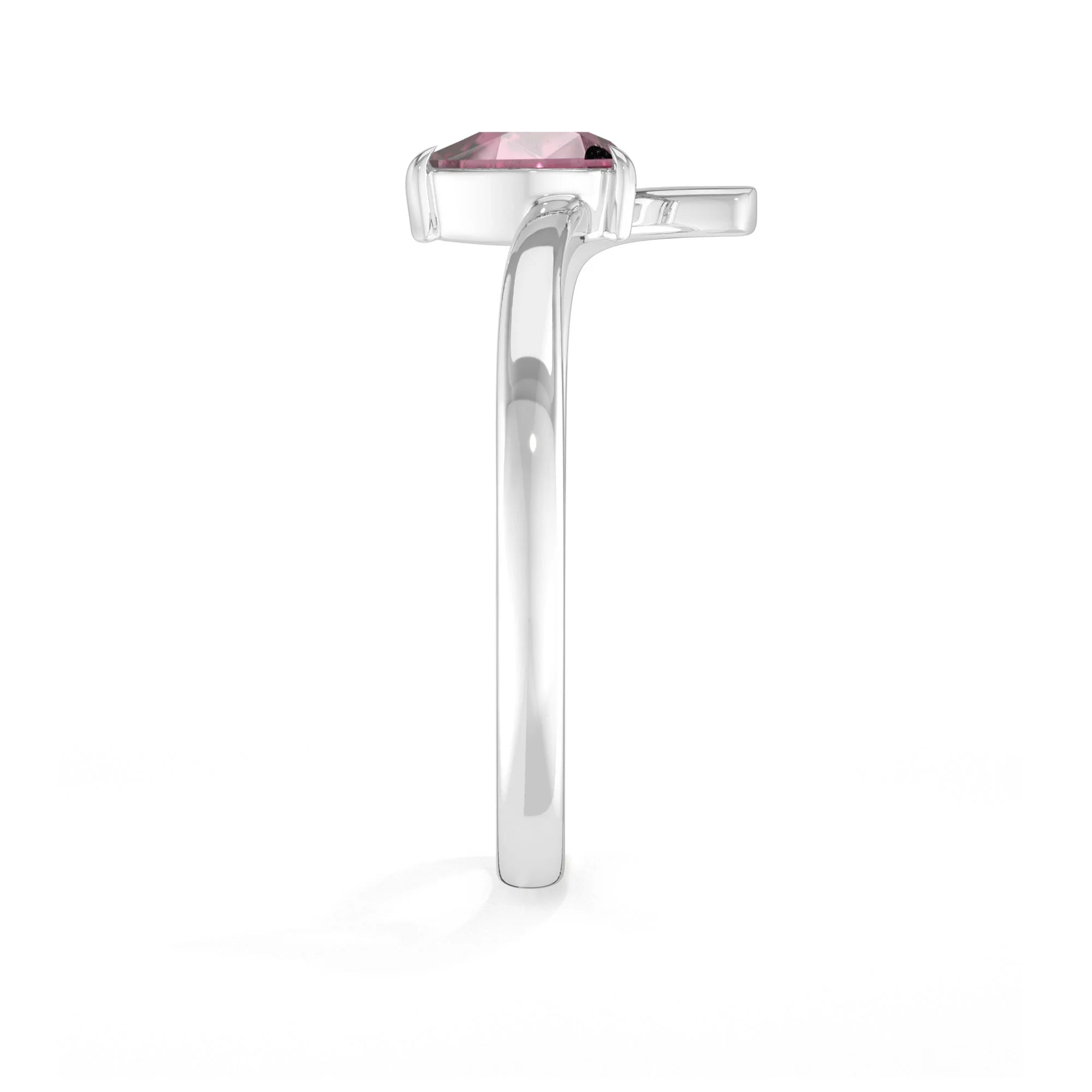 natural pink tourmaline ring for women in sterling silver