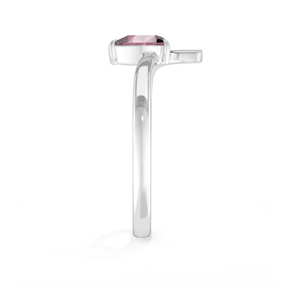 natural pink tourmaline ring for women in sterling silver