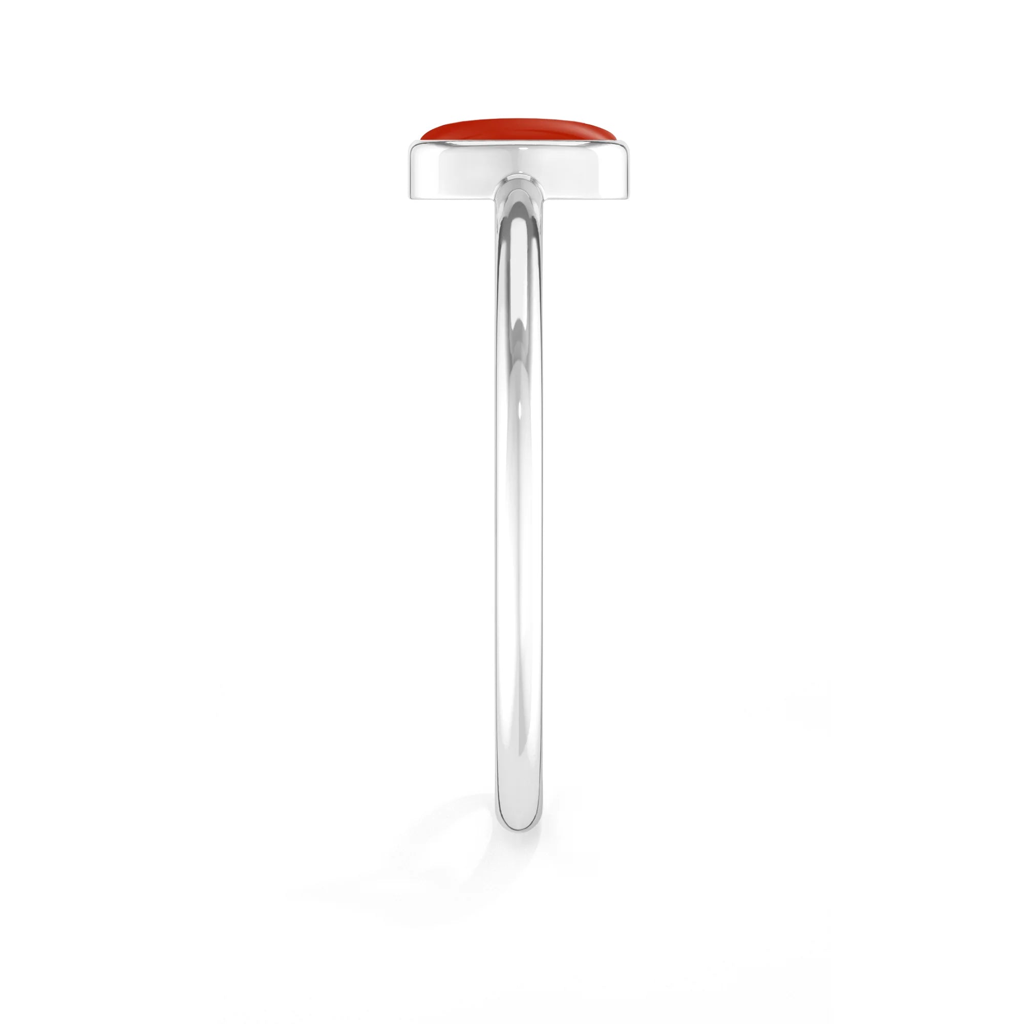 red coral bezel-set ring