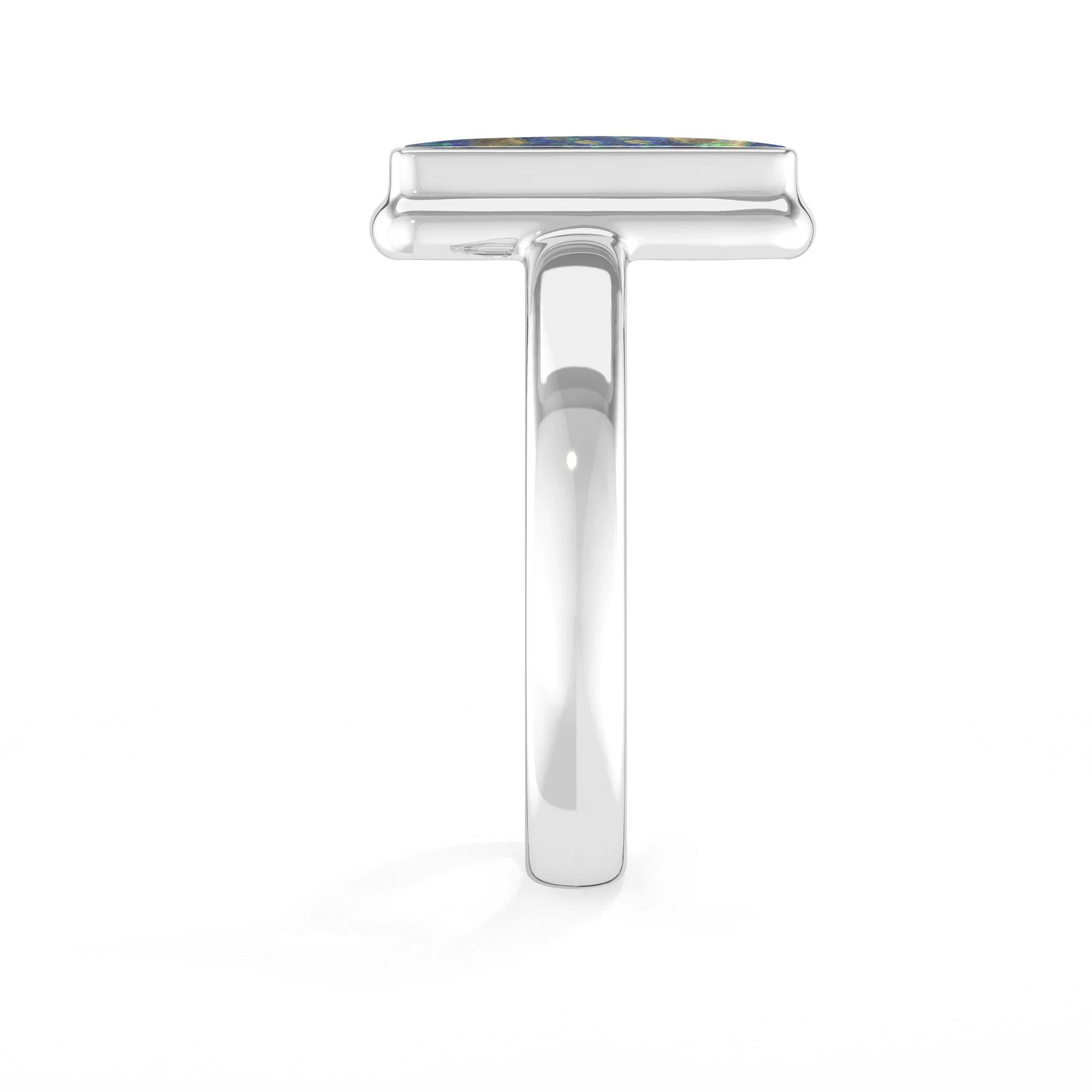 azurite malachite bezel-set ring