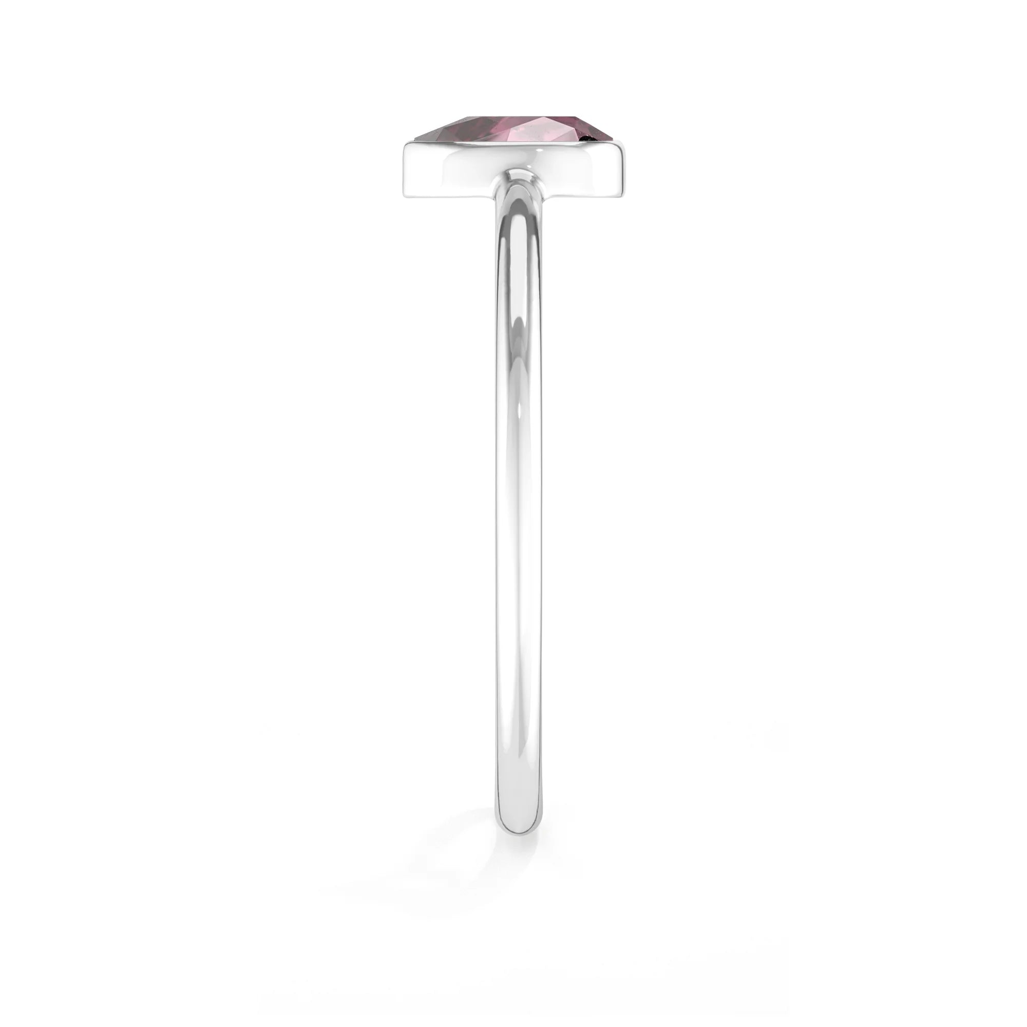 pink tourmaline stackable bezel-set ring