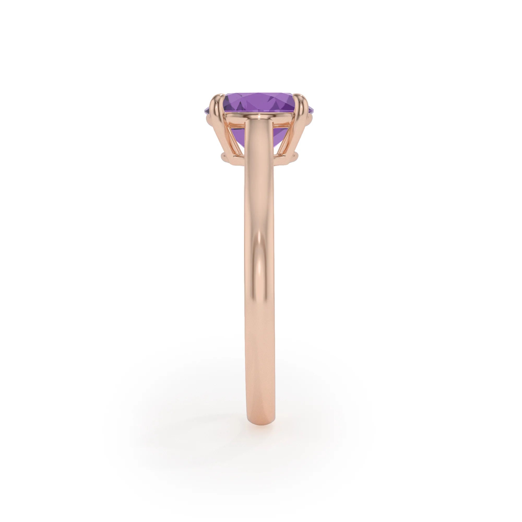 Natural Amethyst Round Solitaire Engagement Rings