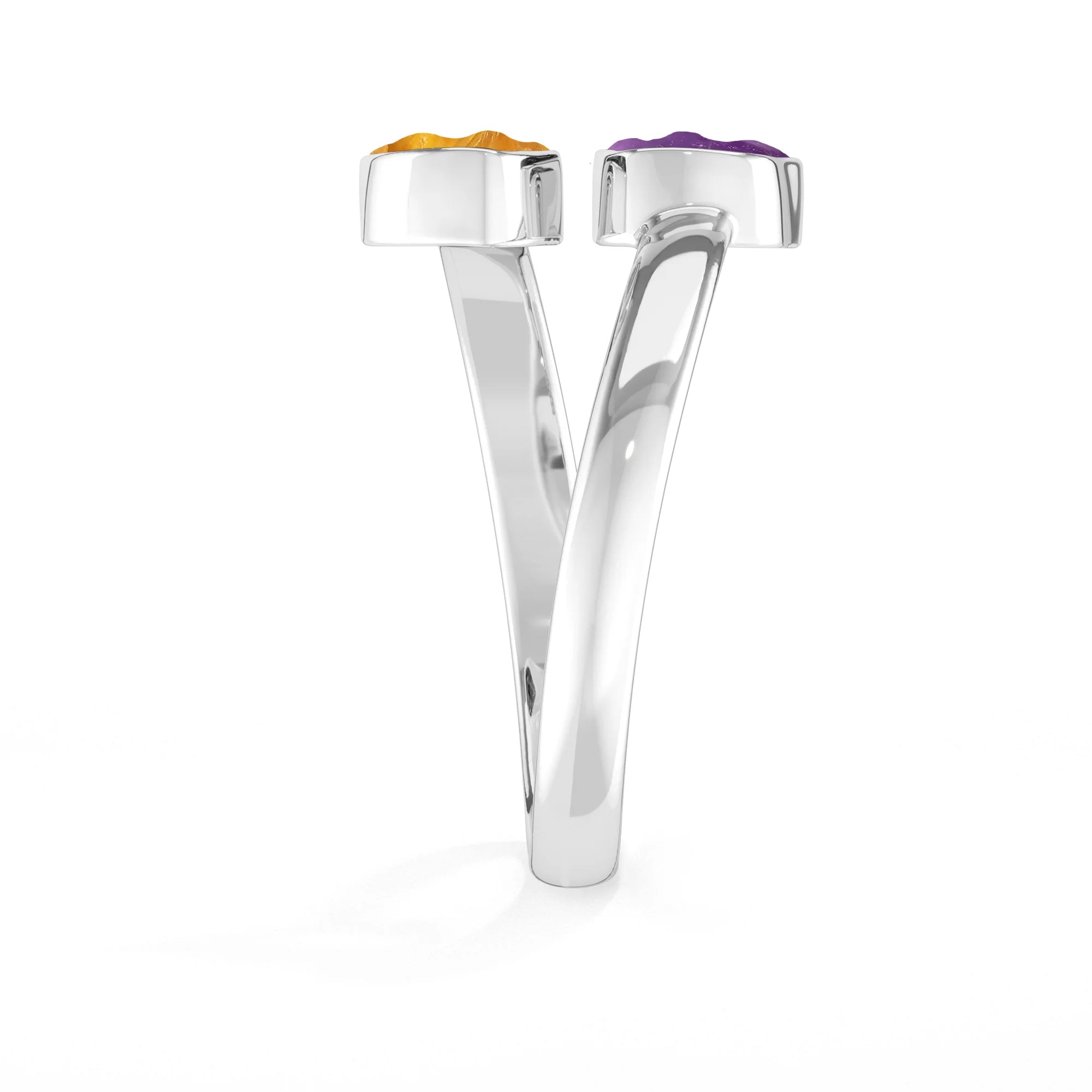 citrine-amethyst stackable bezel-set ring