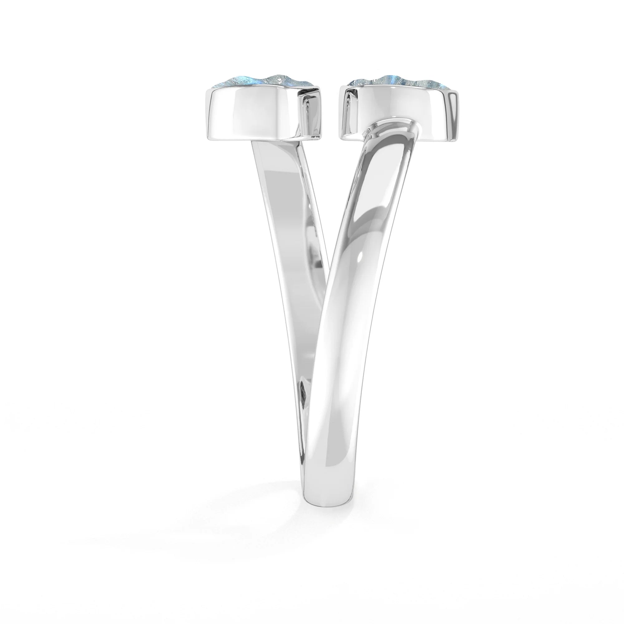 rainbow moonstone stackable bezel-set ring