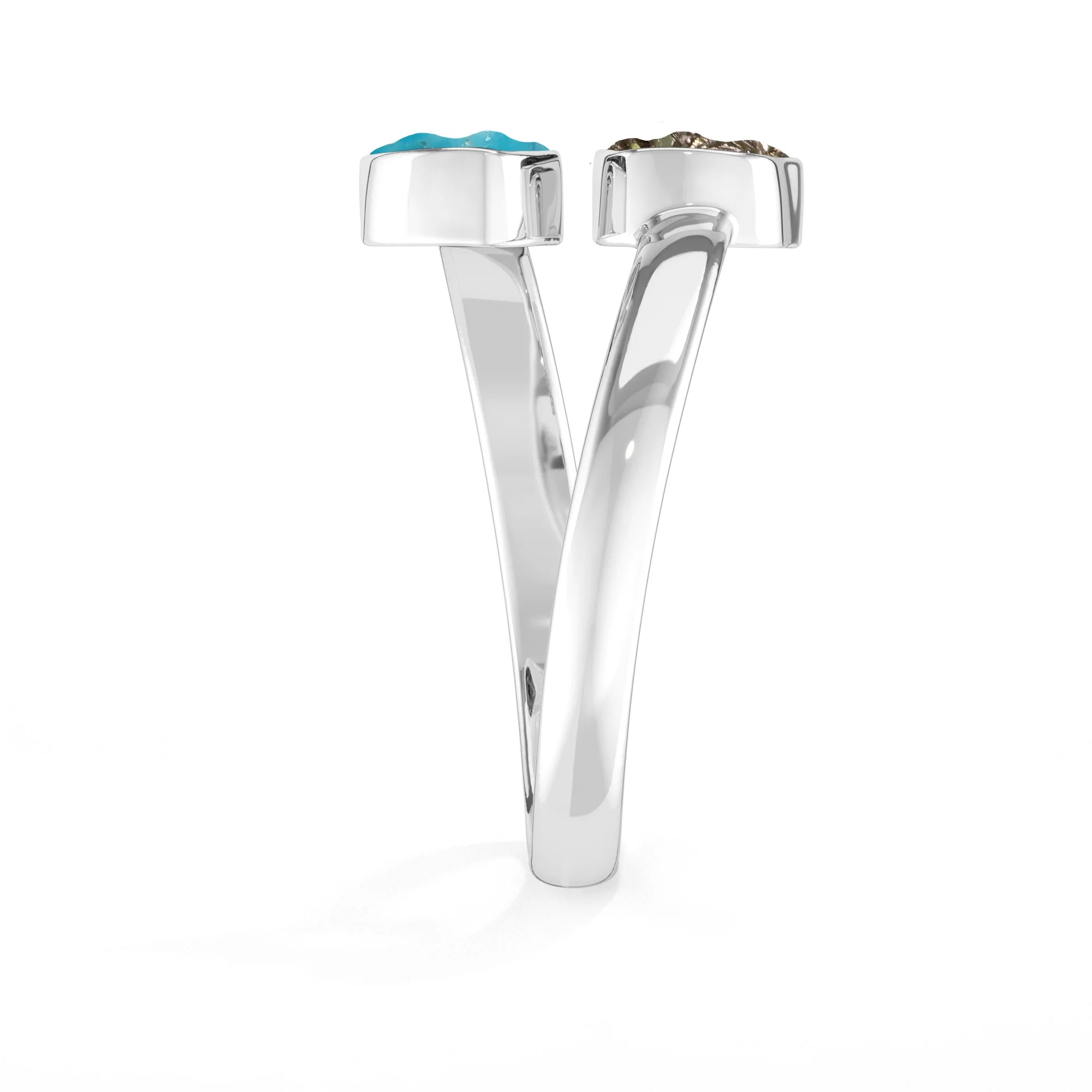 turquoise-pyrite stackable bezel-set ring