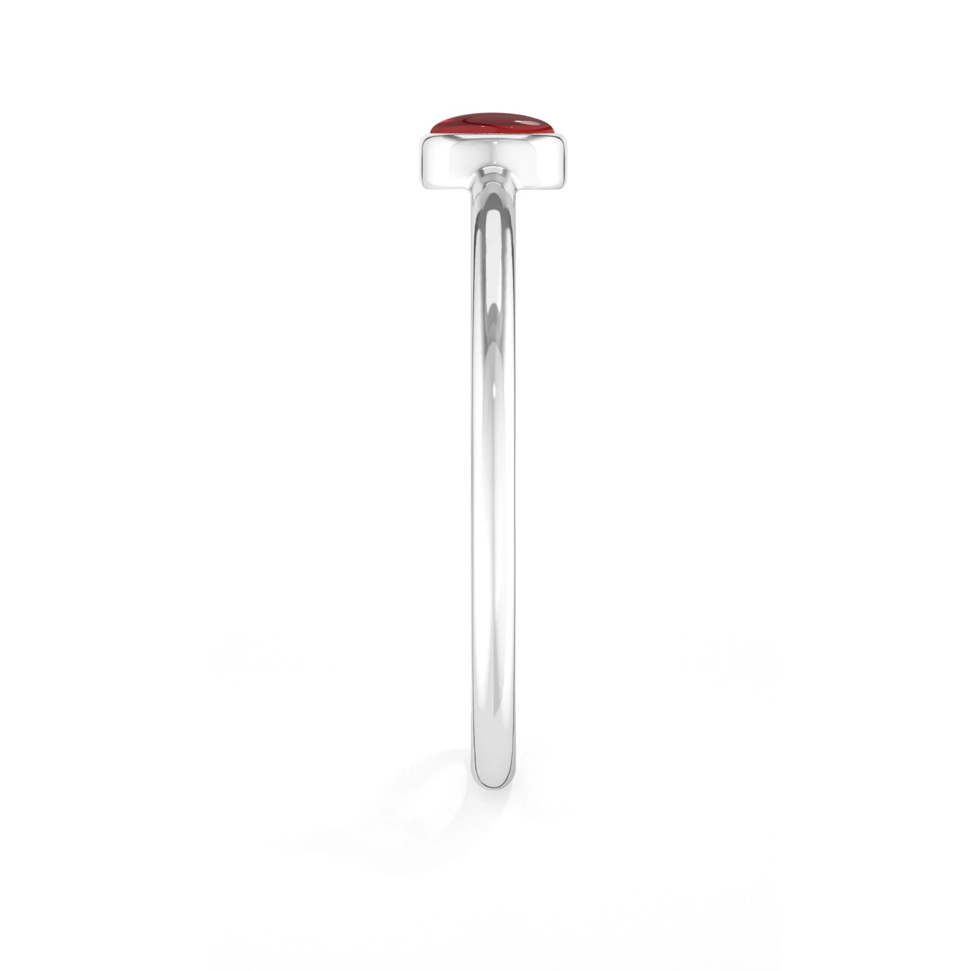 red garnet stackable bezel-set ring