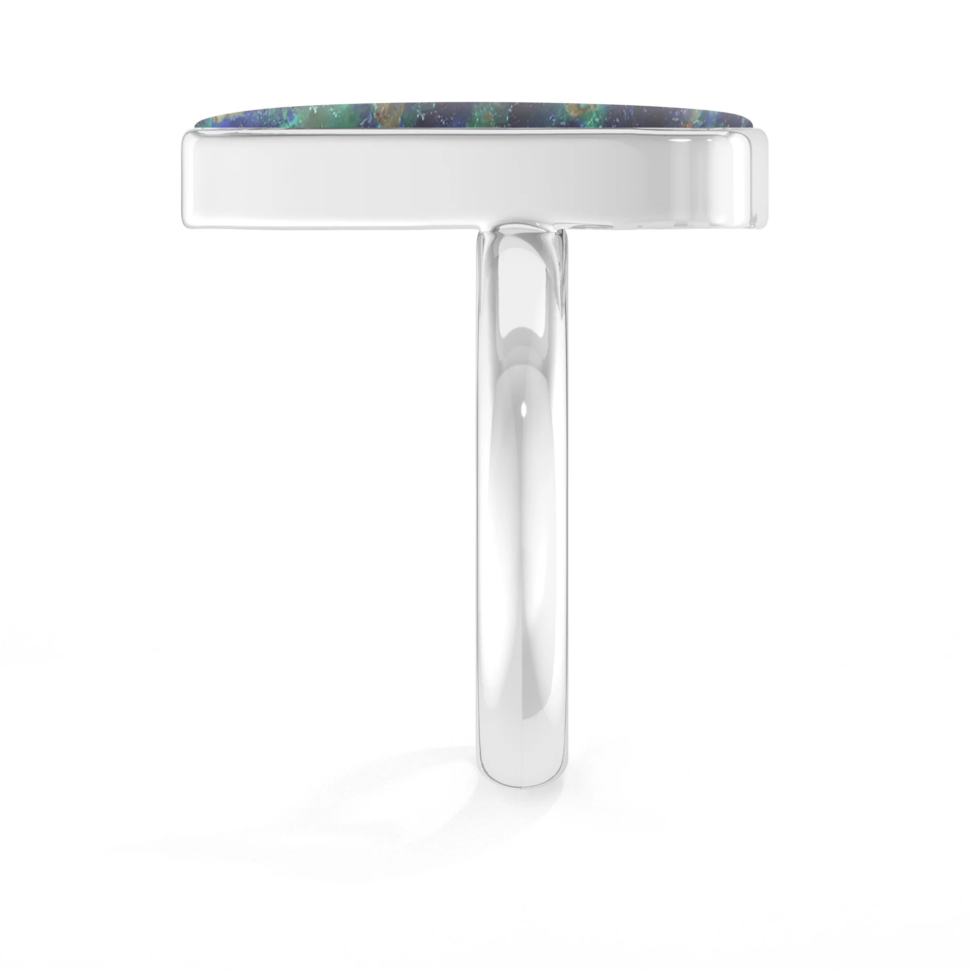 azurite malachite bezel-set ring