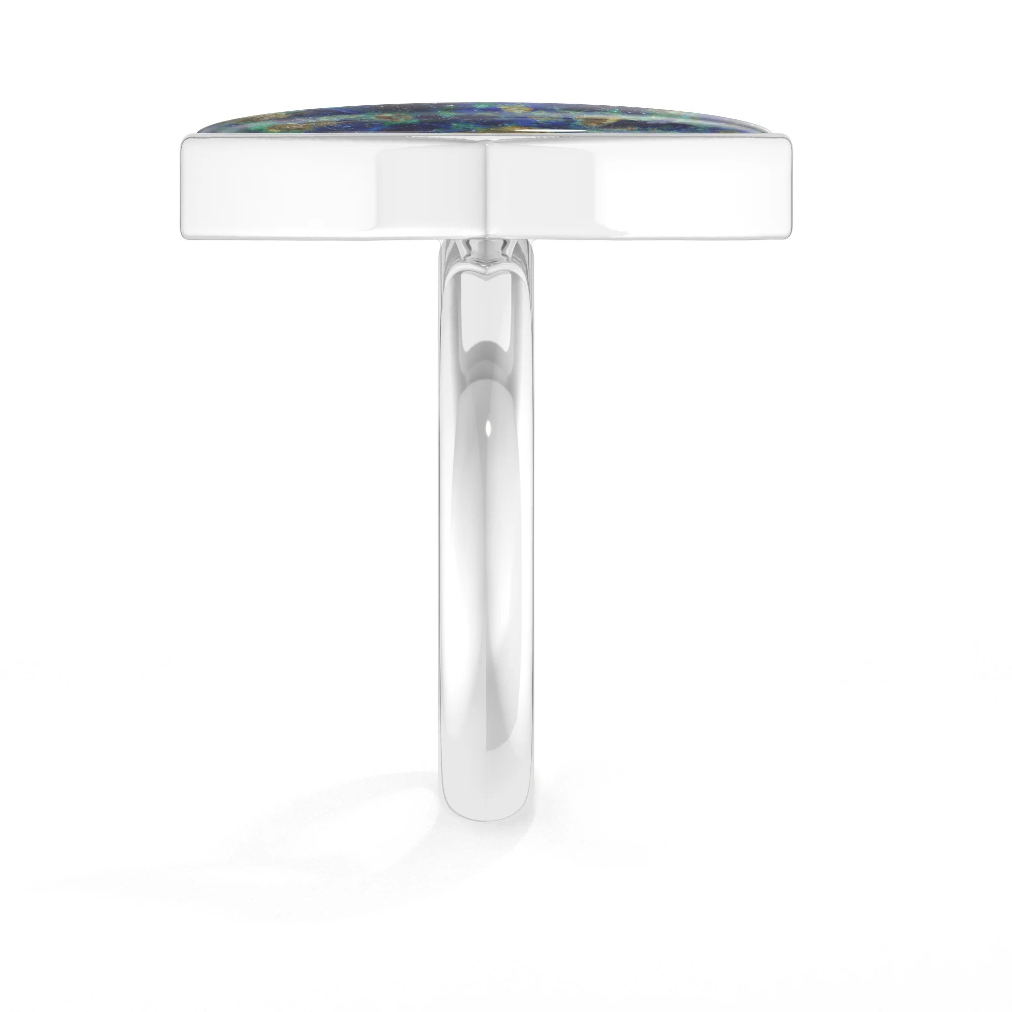 azurite malachite bezel-set ring