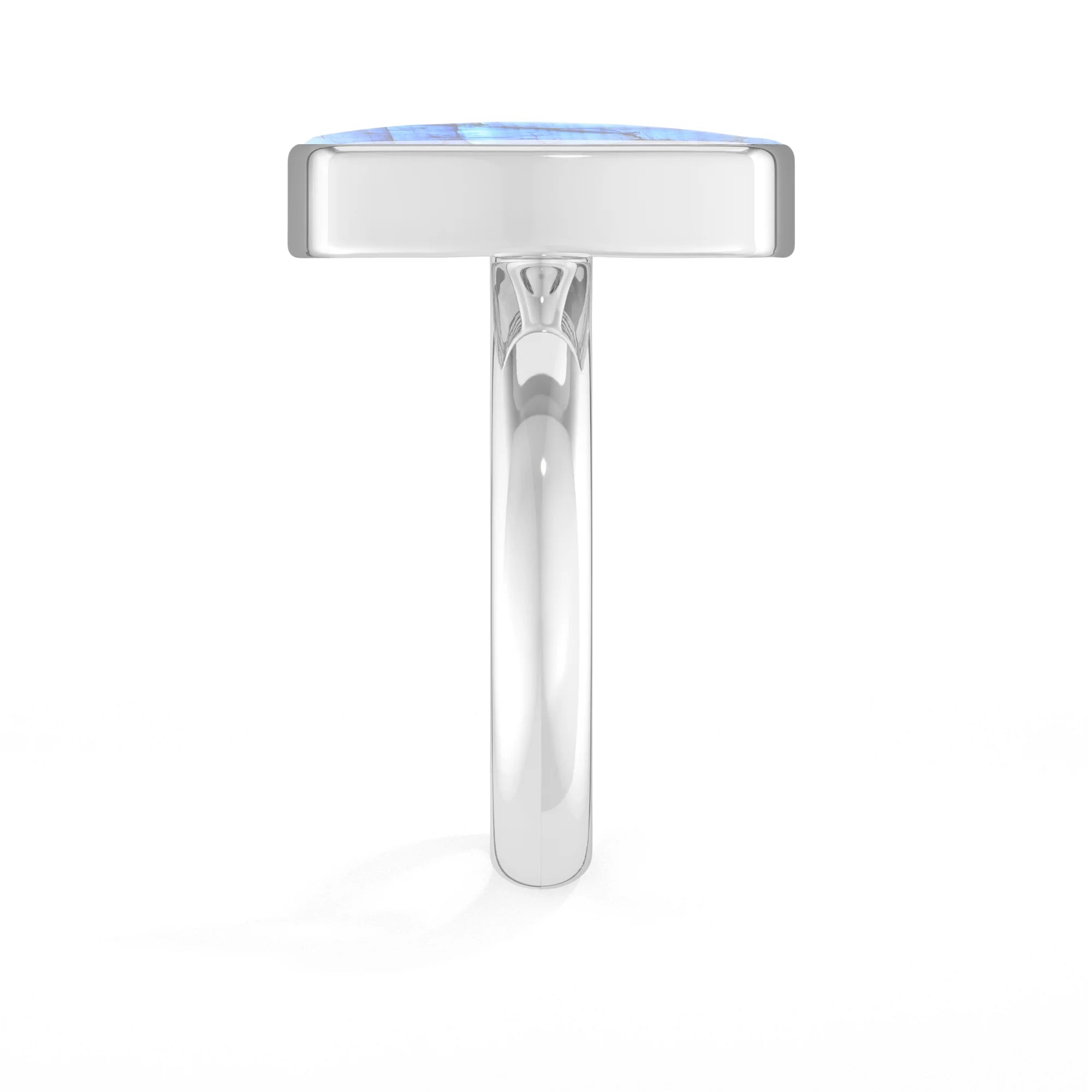 rainbow-moonstone bezel-set ring