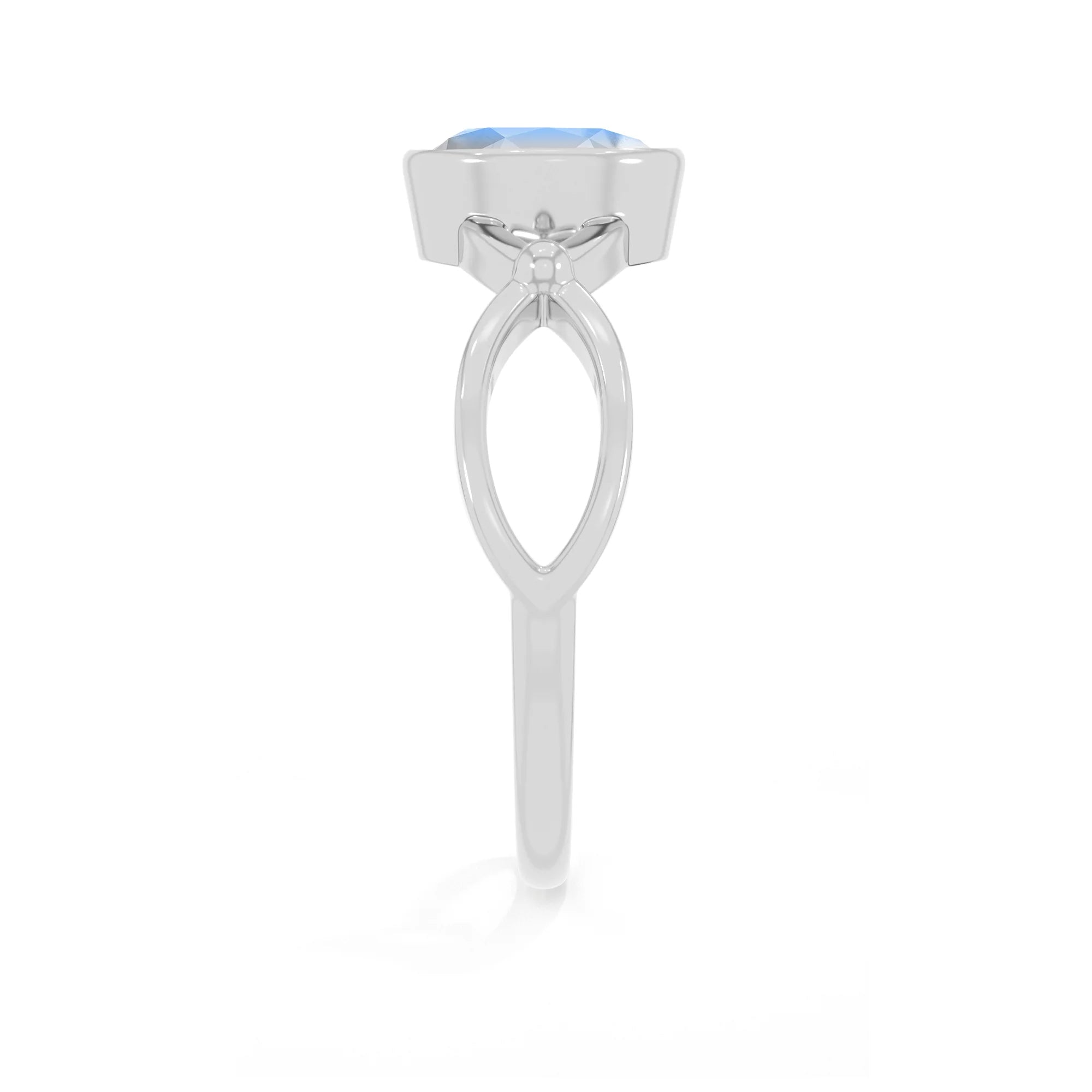 rainbow-moonstone stackable bezel-set ring