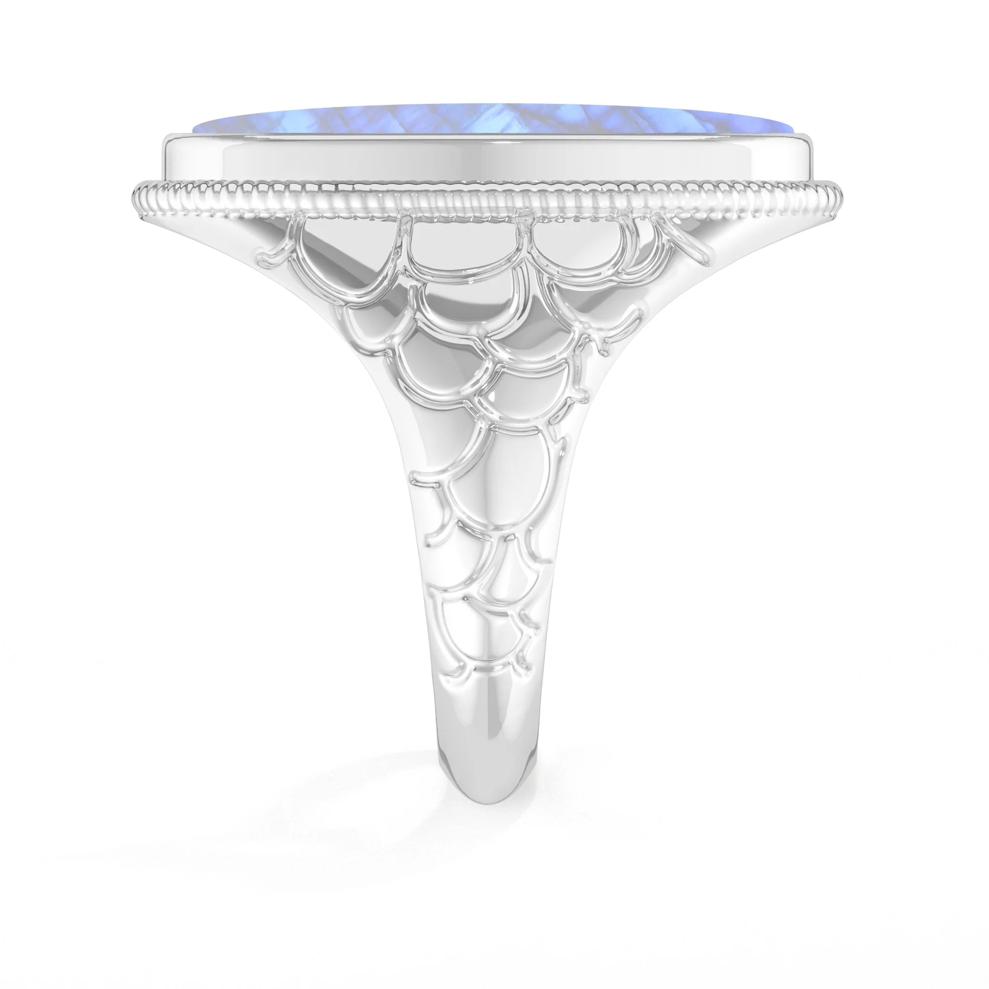 rainbow moonstone bezel-set ring