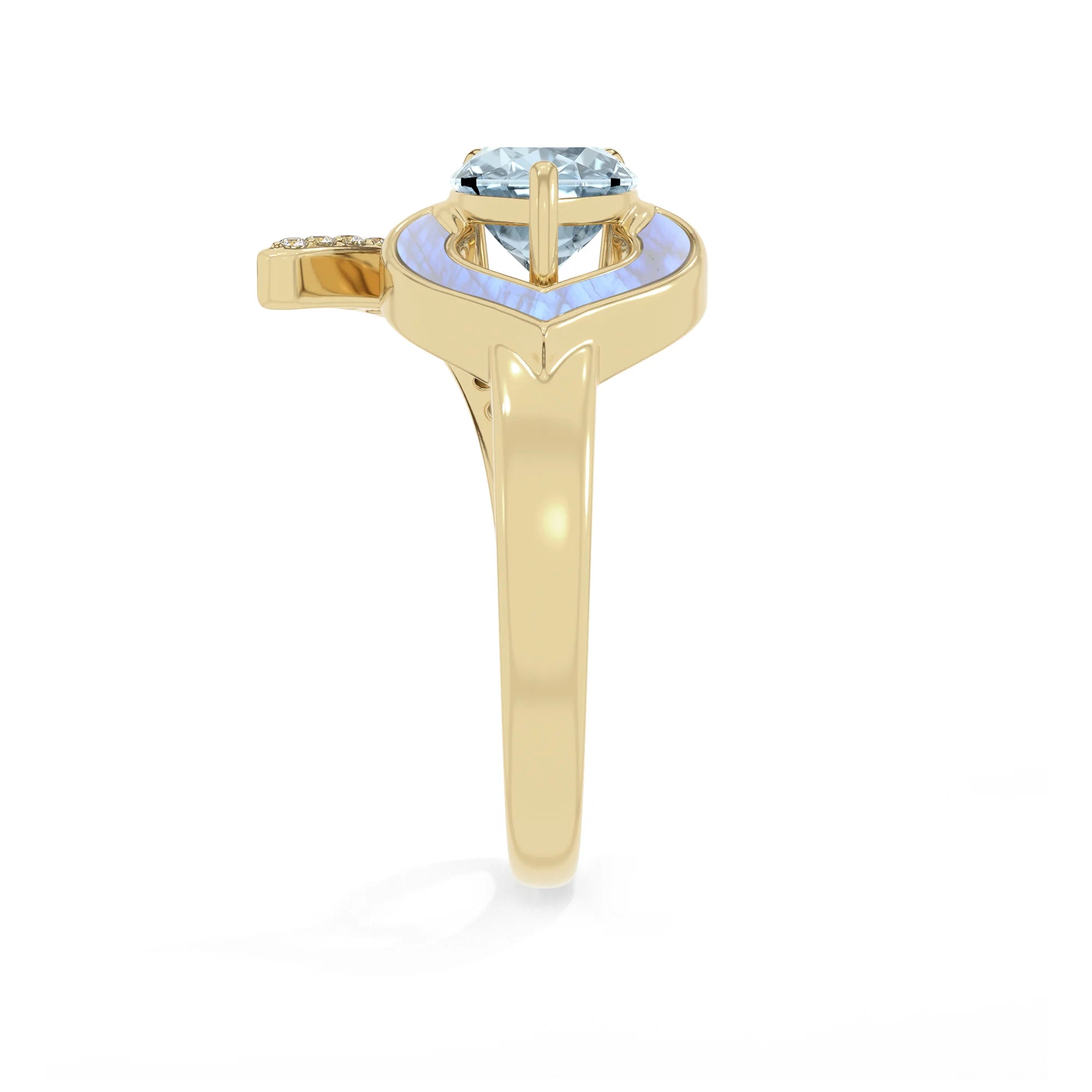 Natural Aquamarine & Rainbow Moonstone Ring