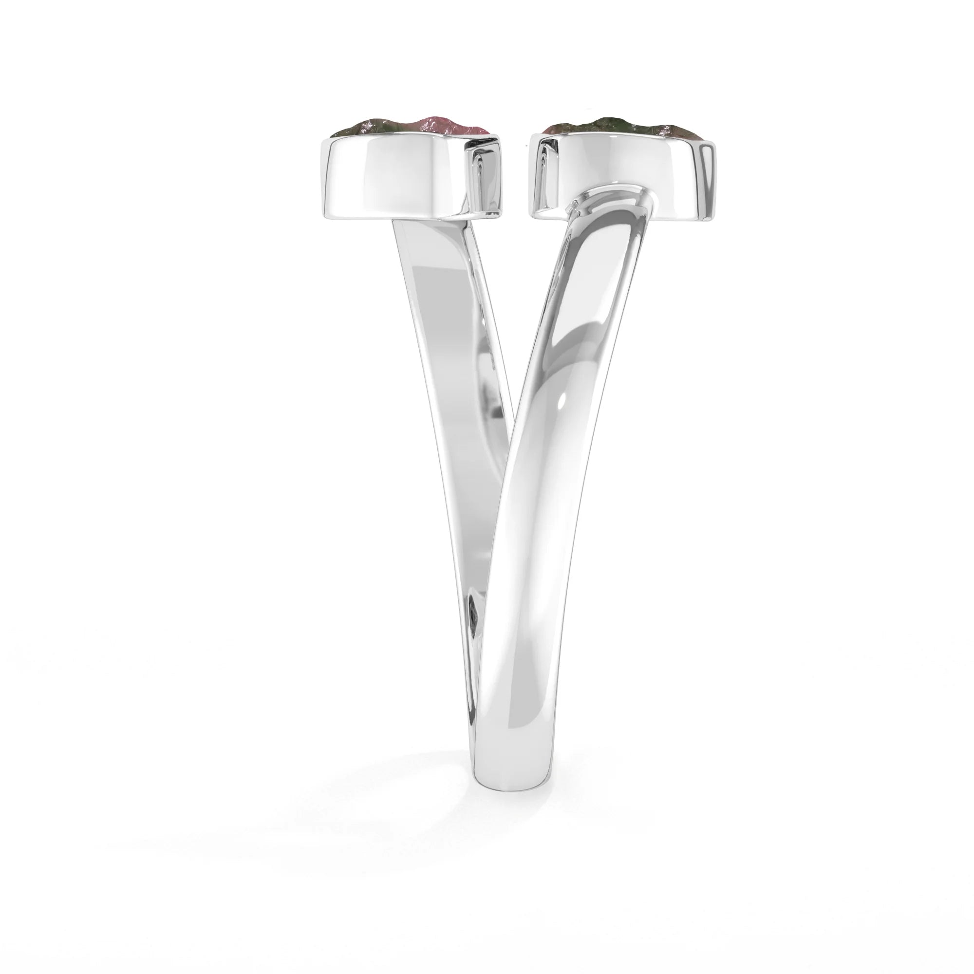 watermelon tourmaline stackable bezel-set ring
