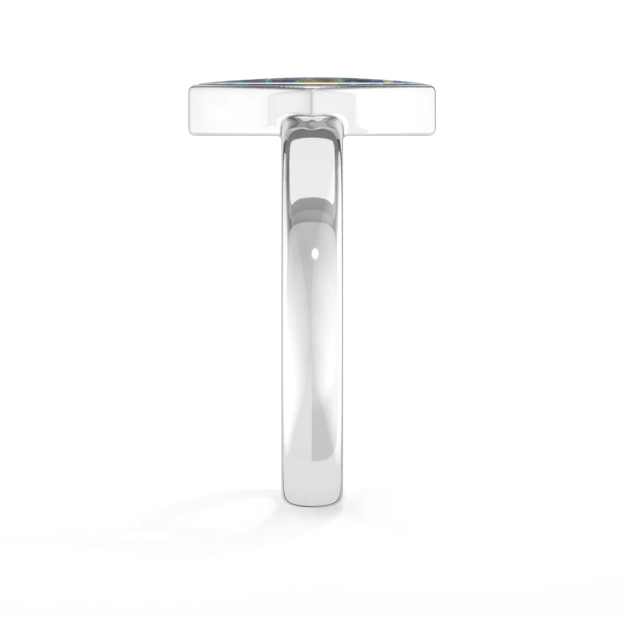 azurite malachite bezel-set ring