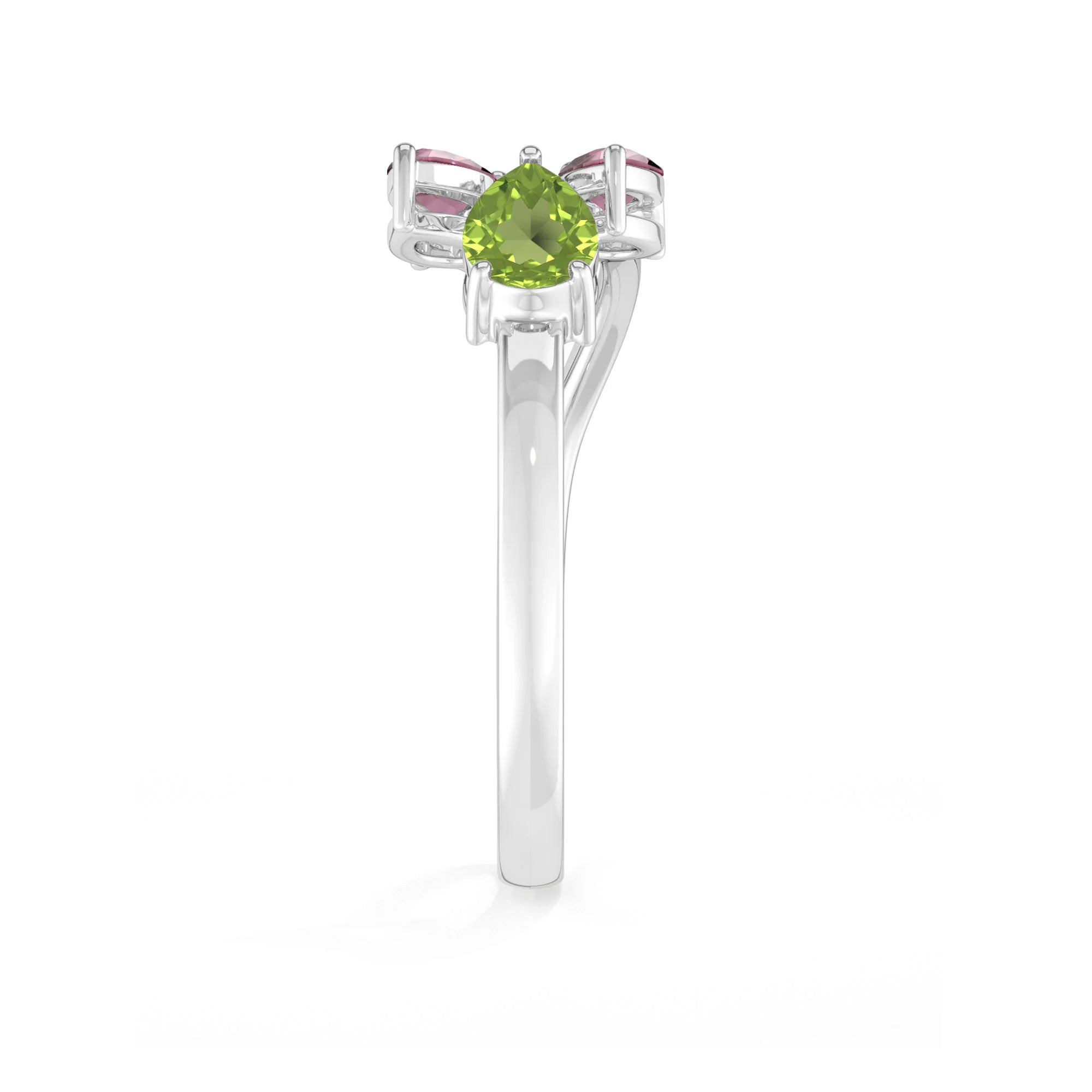 natural peridot & pink tourmaline ring