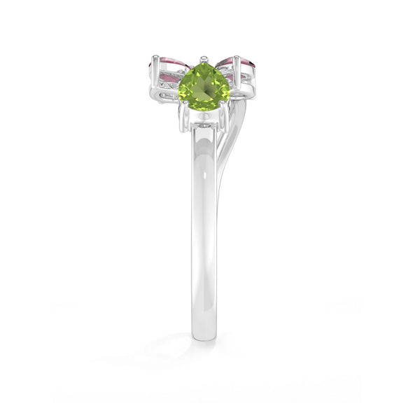 natural peridot & pink tourmaline ring