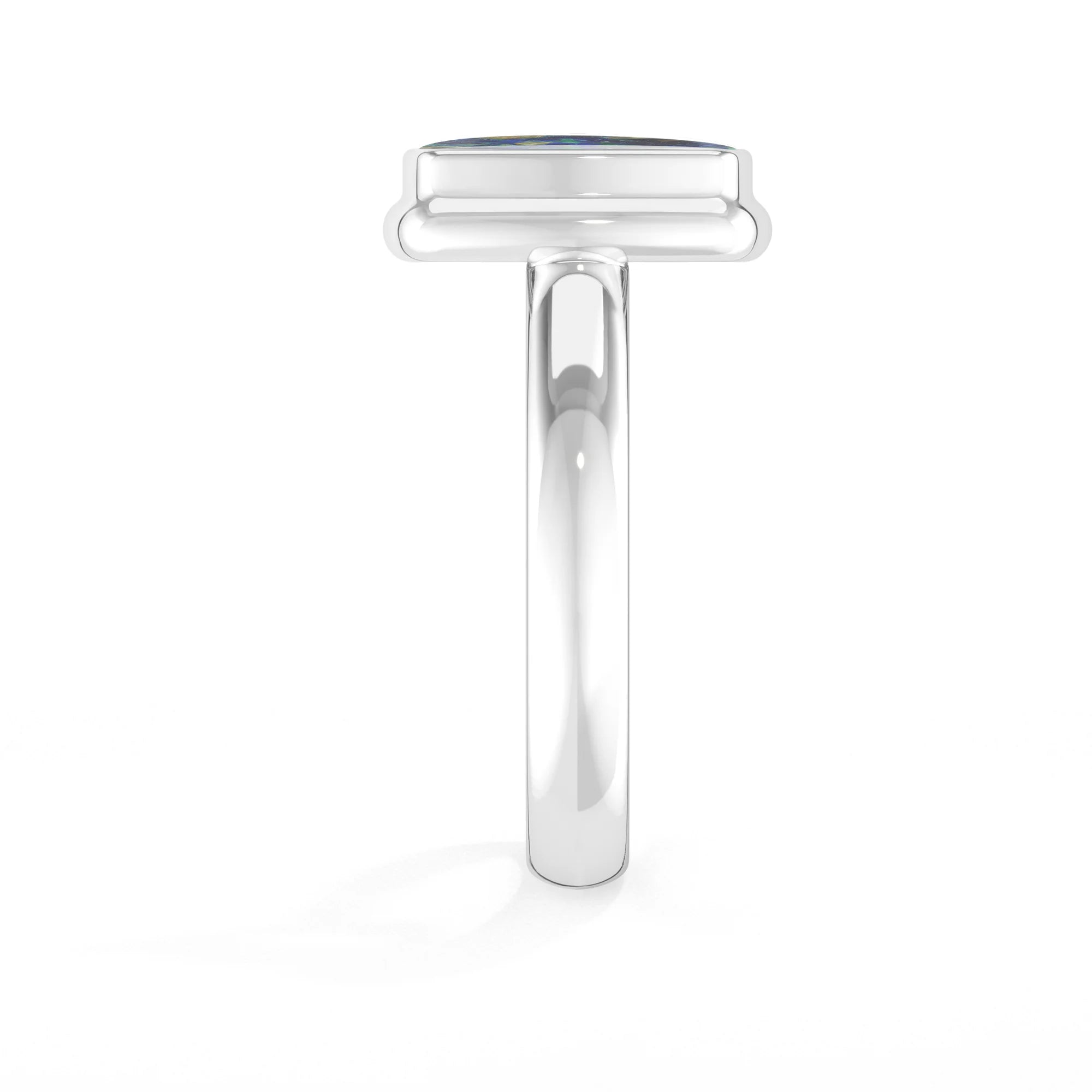 azurite malachite bezel-set ring