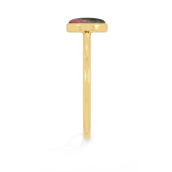 watermelon tourmaline stackable bezel-set ring