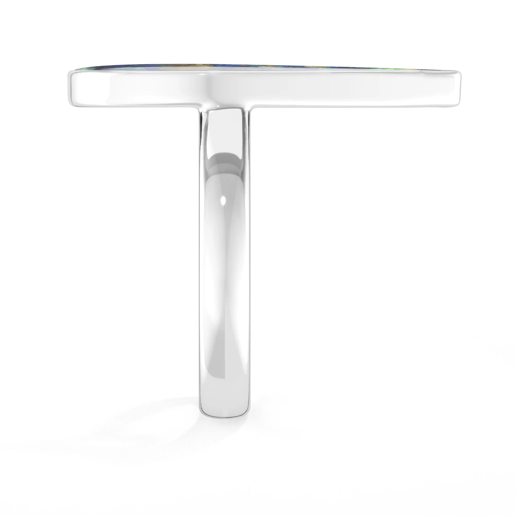 azurite malachite bezel-set ring