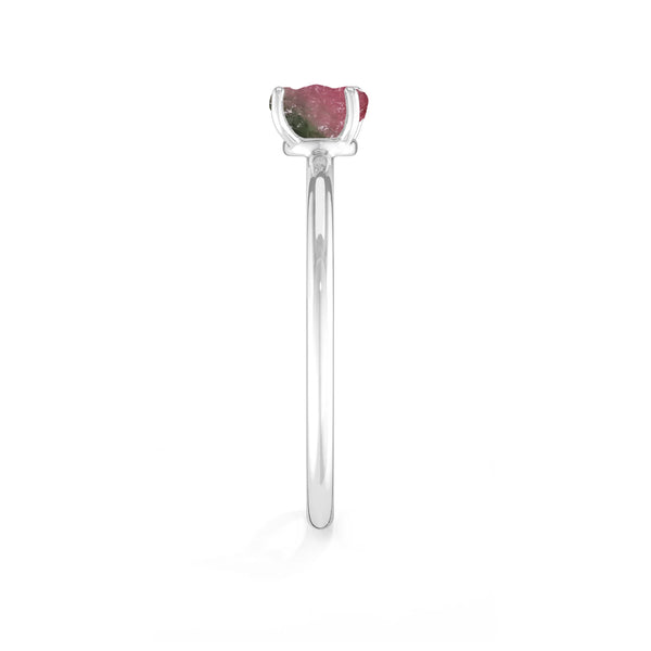 watermelon tourmaline stackable prong-set ring