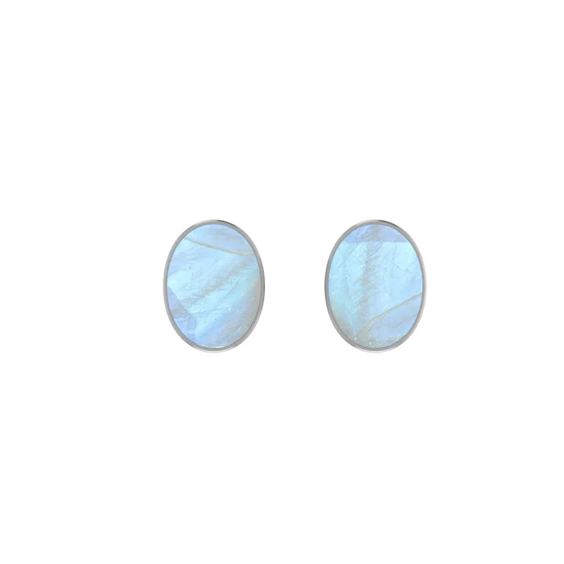 rainbow moonstone cab pear earrings