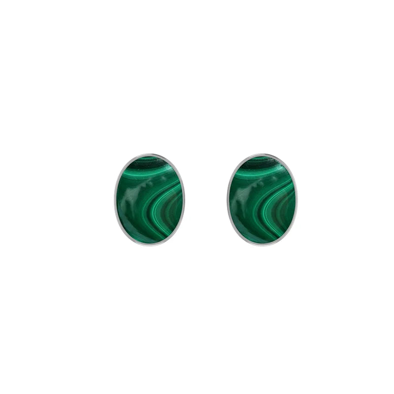 malachite cab pear earrings