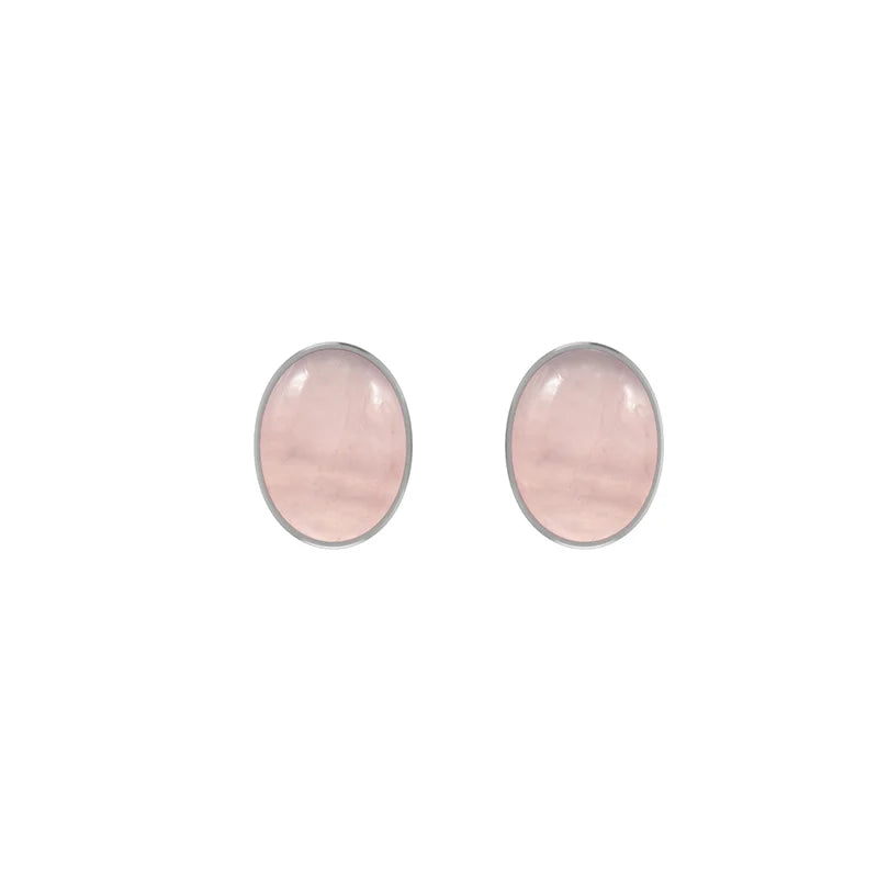 rose quartz cab earrings