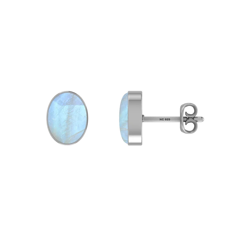 rainbow moonstone cab pear earrings