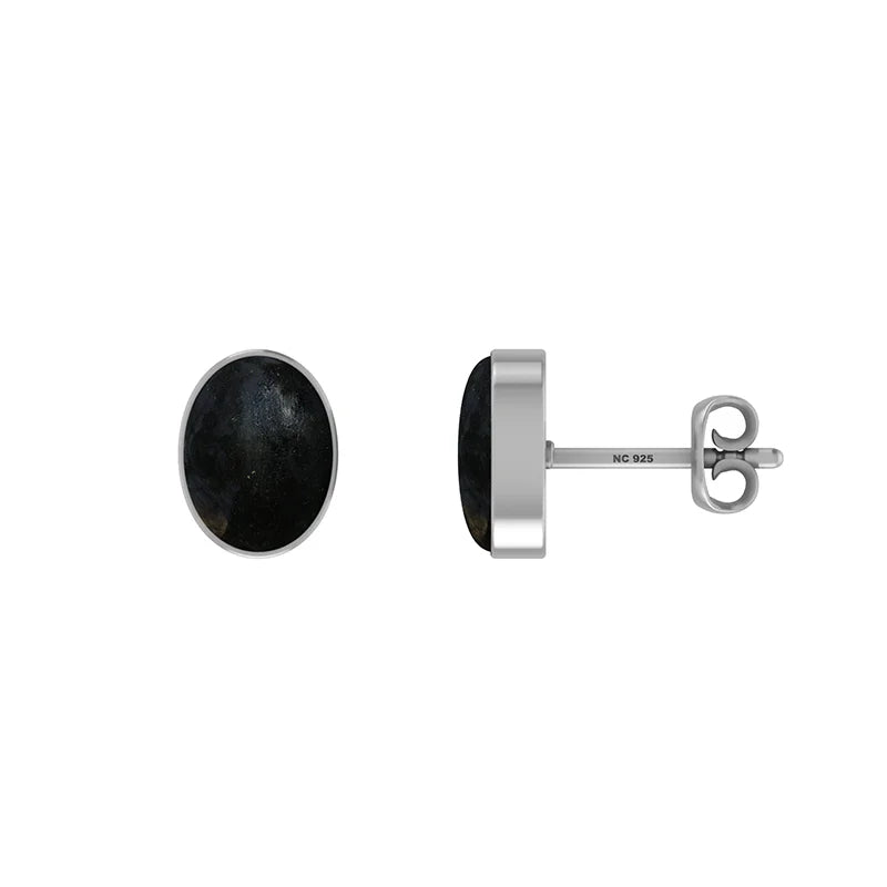 black tourmaline cab earrings