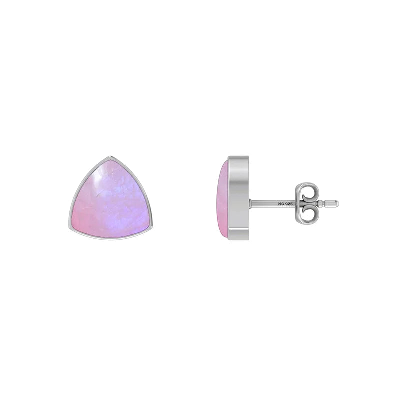 pink moonstone cab earrings