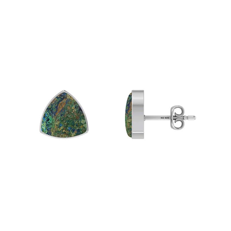 azurite malachite cab earrings