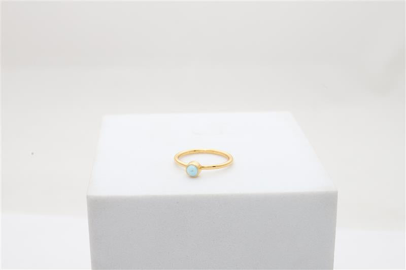 Natural Larimar Stackable Rings for Women in 18K Gold Vermeil (Pack of 12, Bezel-Set, Faceted)