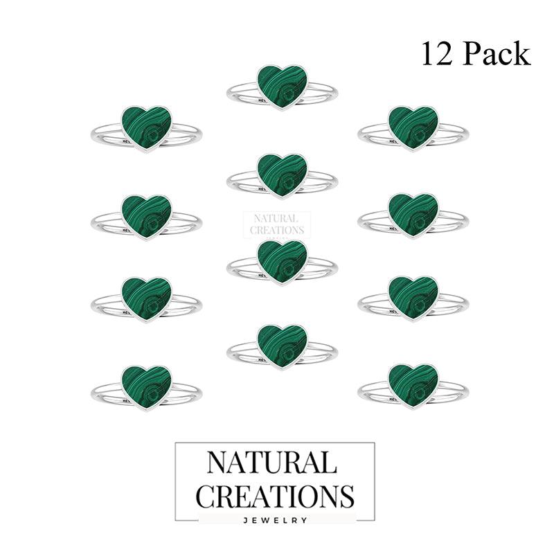 925 Sterling Silver Natural Cab Gemstone Heart Shape Bundle Rings Bezel Set Jewelry