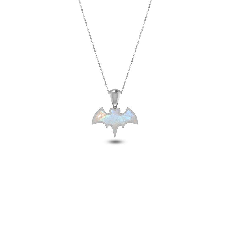 Natural Rainbow Moonstone Bat Pendant 925 Sterling Silver Necklace With Chain 18" Inch Pack of 12