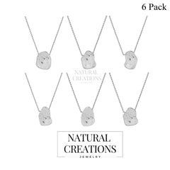 925 Sterling Silver Rough Herkimer Slider Necklace With Chain 18" Bezel Set Jewelry Pack of 6