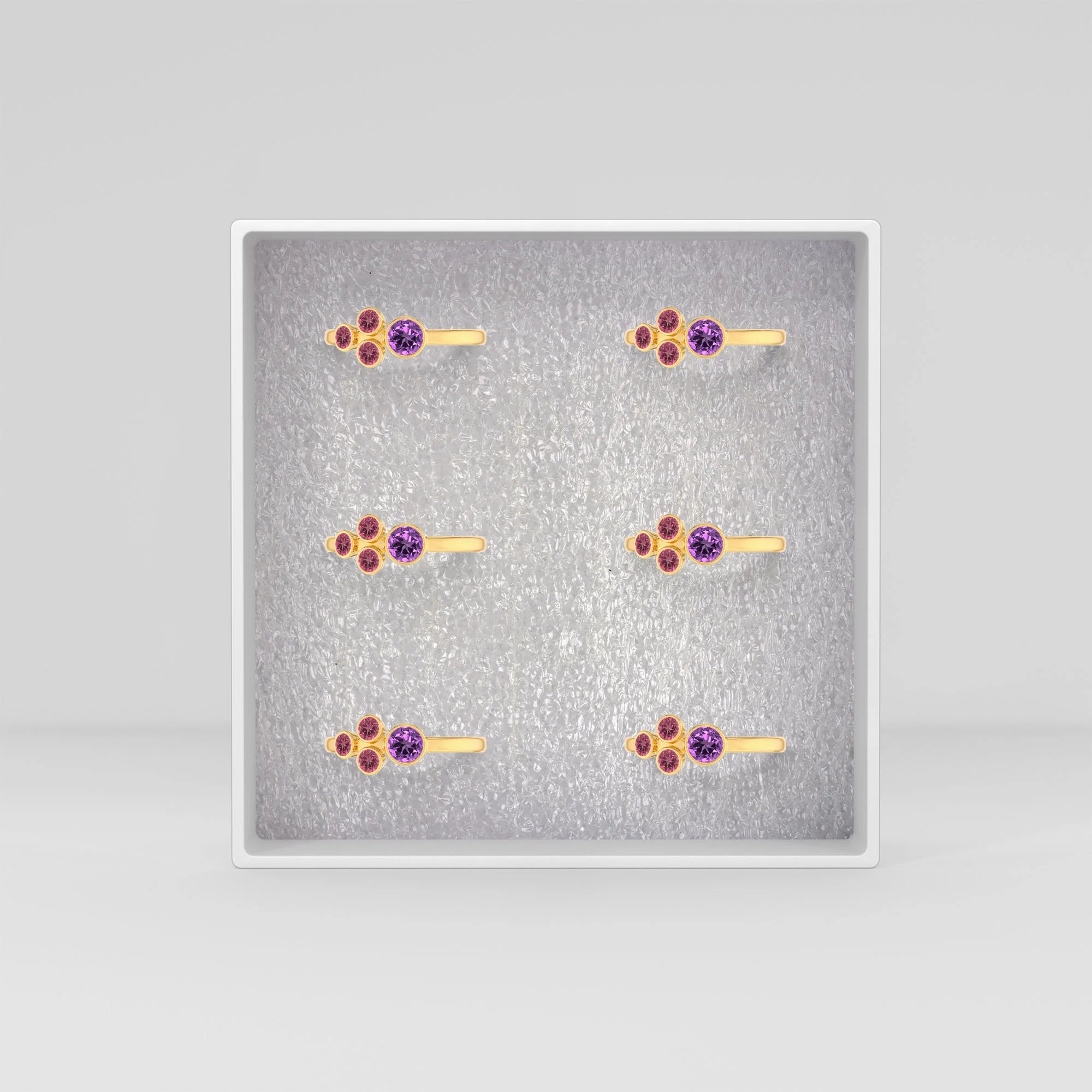 Natural Amethyst Cut Ring | 925 Sterling Silver-Gold Vermeil | Bezel Set | Pack of 6