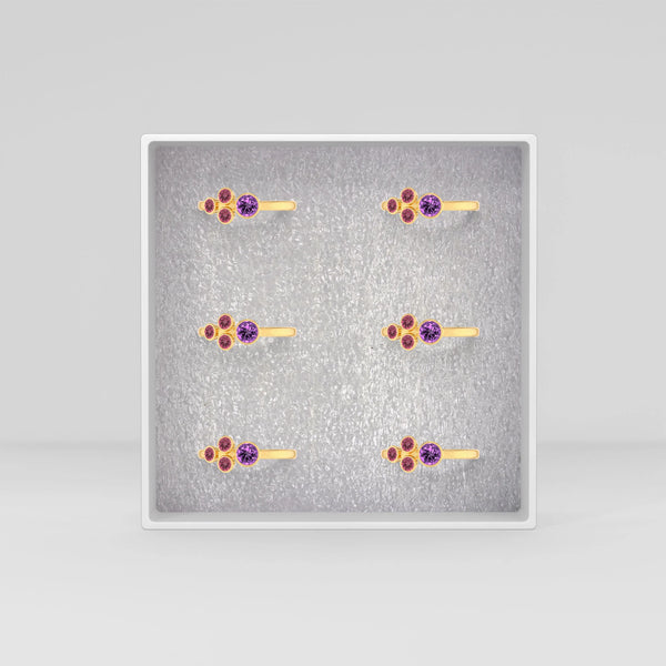 Natural Amethyst Cut Ring | 925 Sterling Silver-Gold Vermeil | Bezel Set | Pack of 6