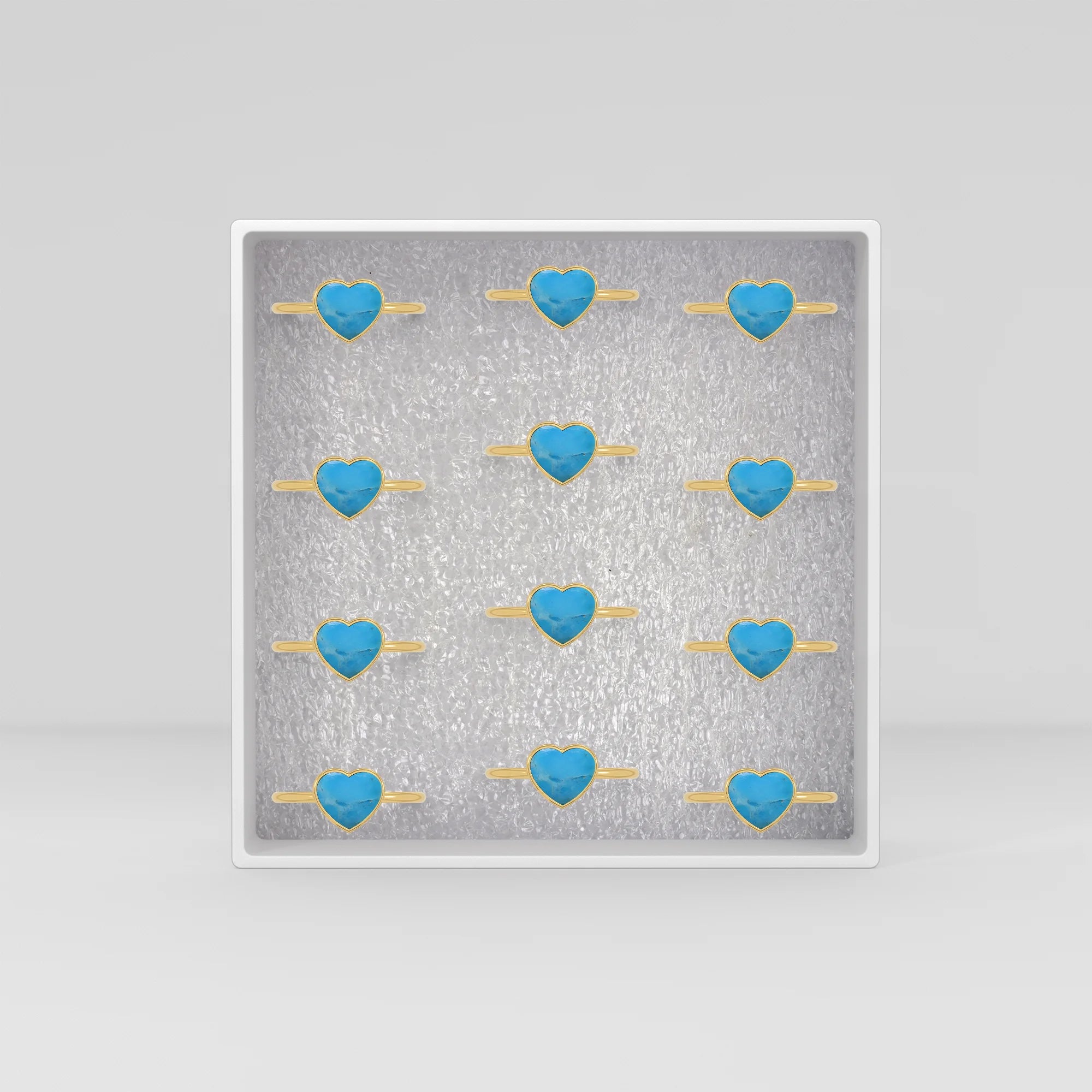 compressed turquoise blue  stackable bezel-set ring