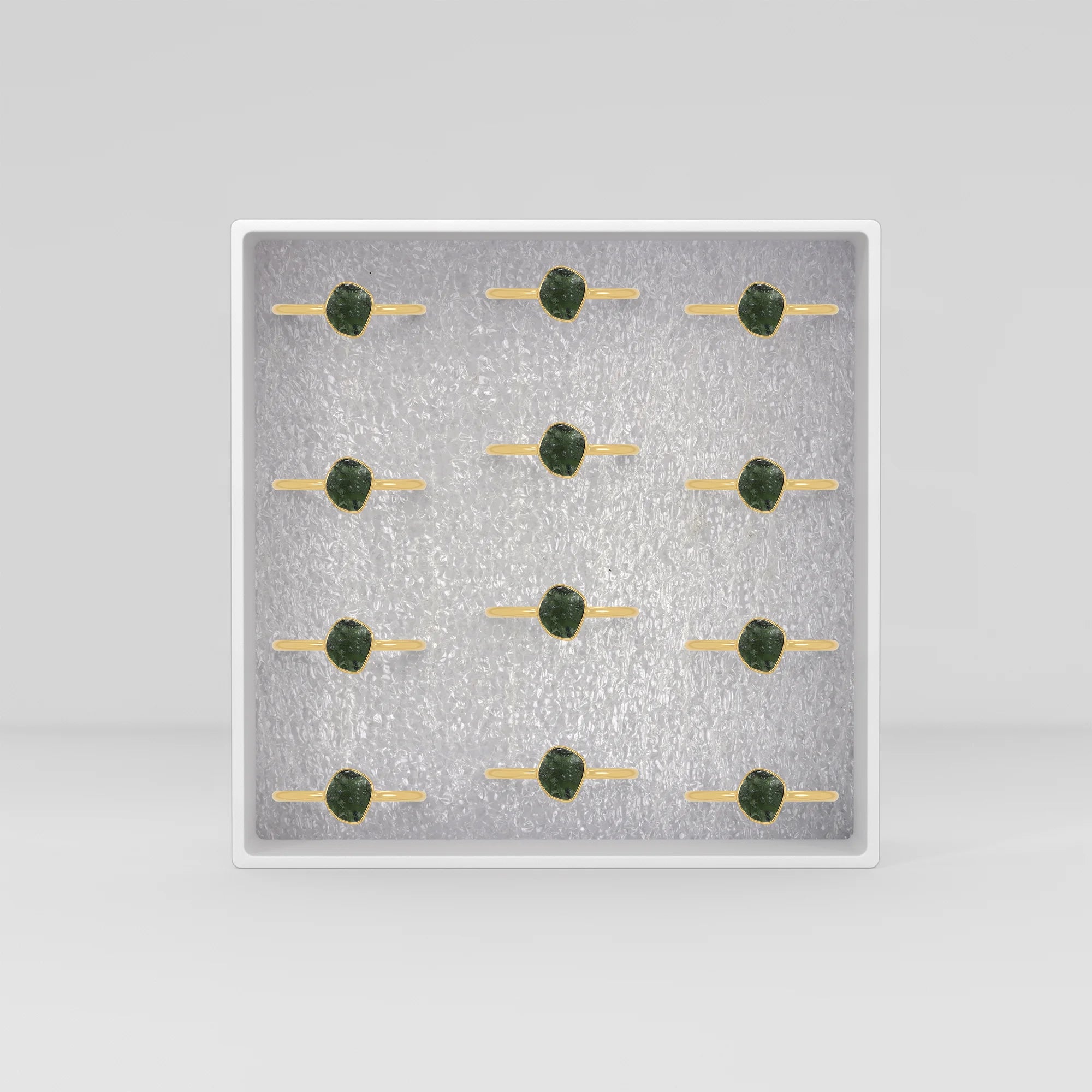 moldavite stackable bezel-set ring