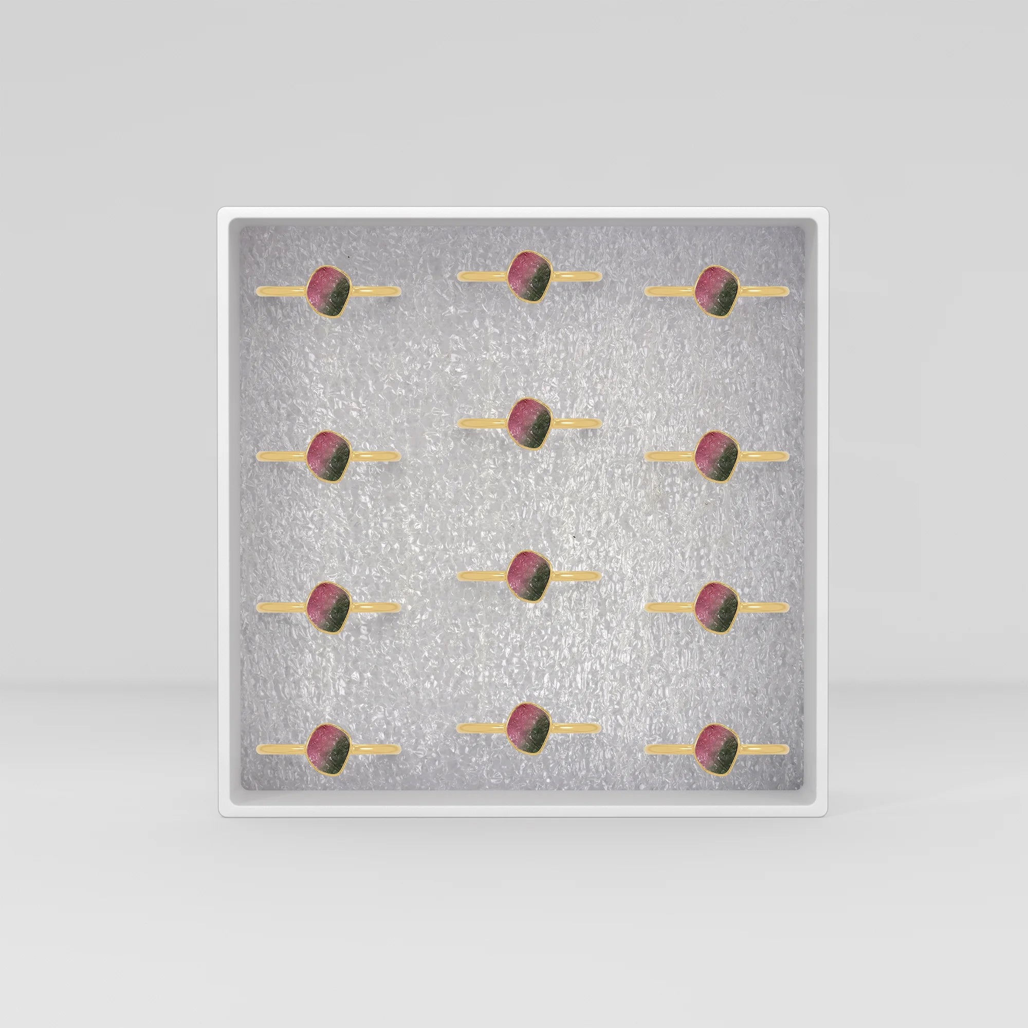 watermelon tourmaline stackable bezel-set ring