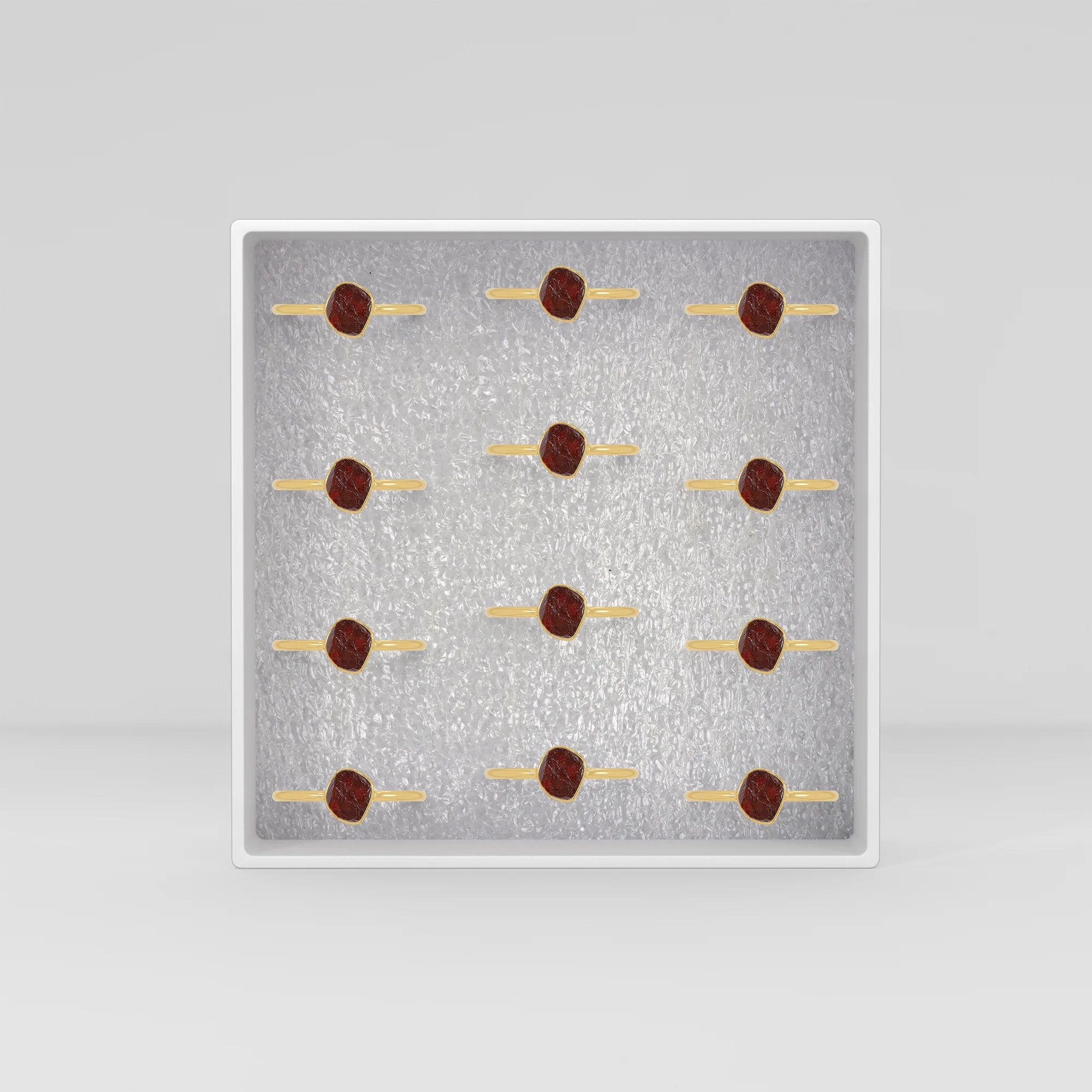 red garnet stackable bezel-set ring