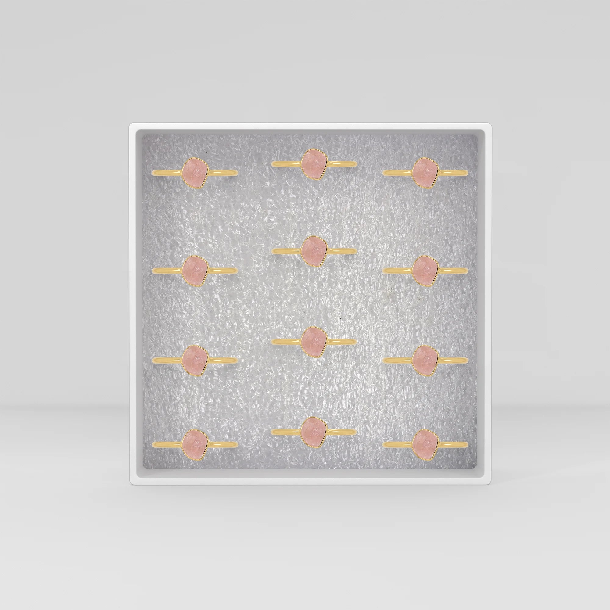 rose quartz stackable bezel-set ring