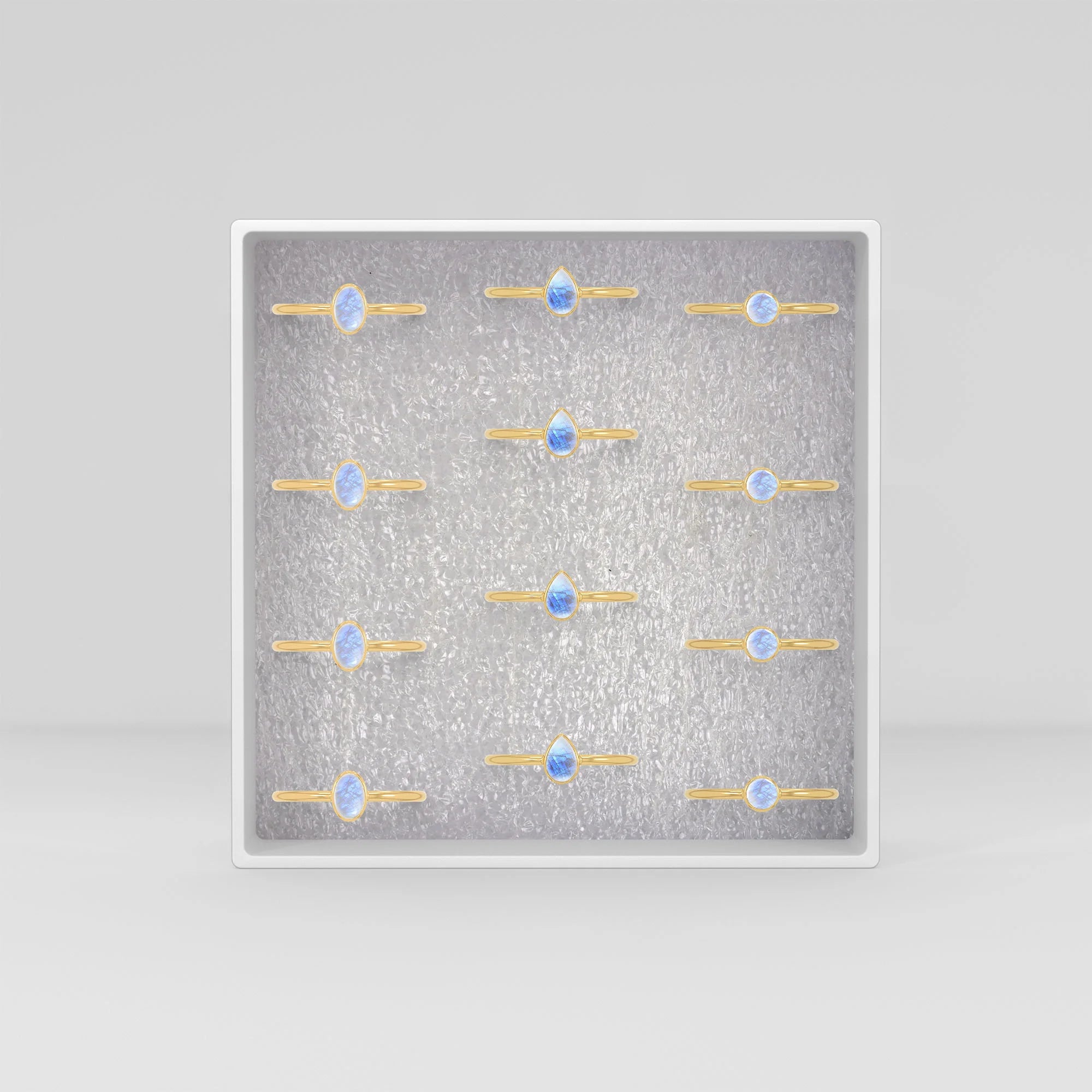 rainbow moonstone bezel-set ring