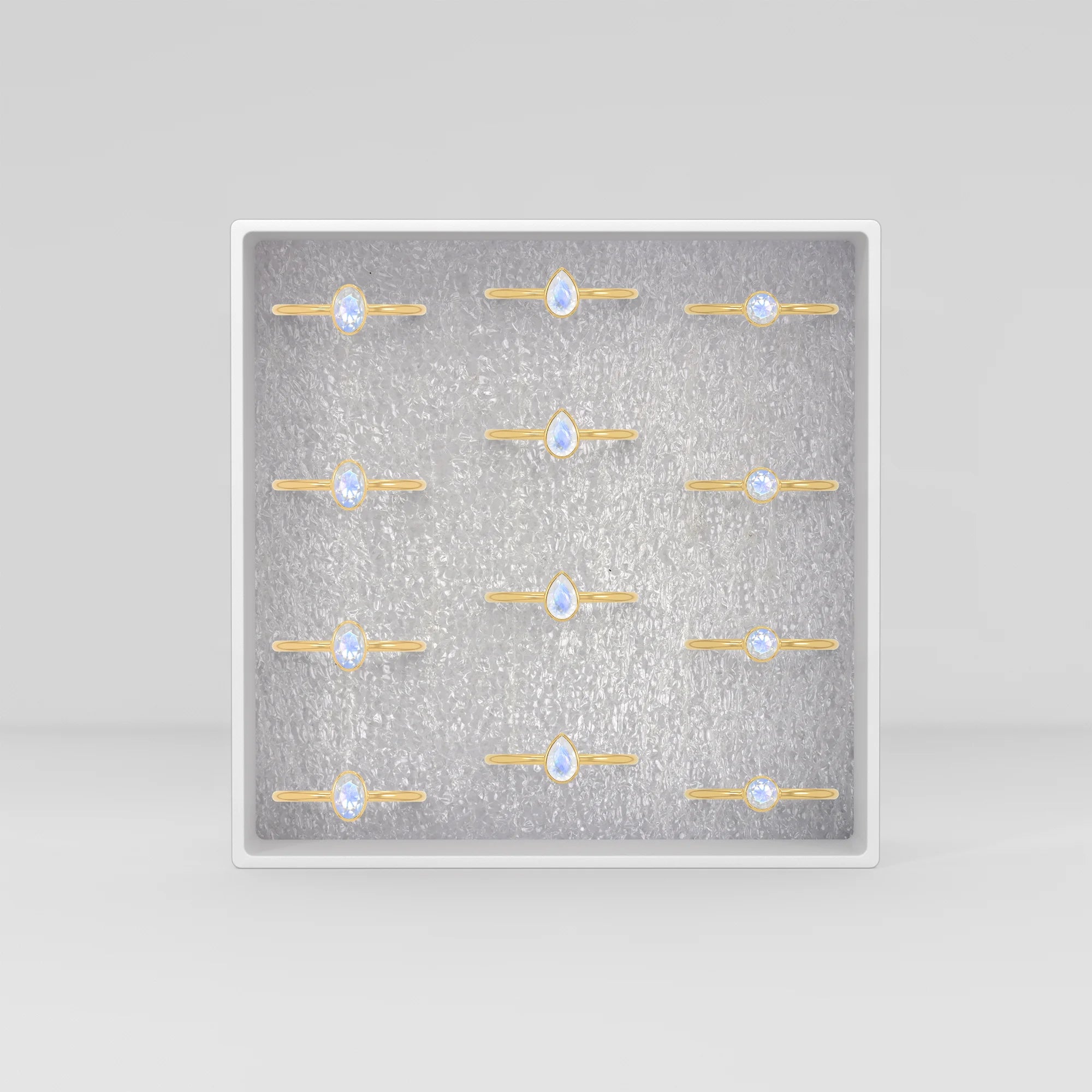 rainbow moonstone stackable bezel-set ring