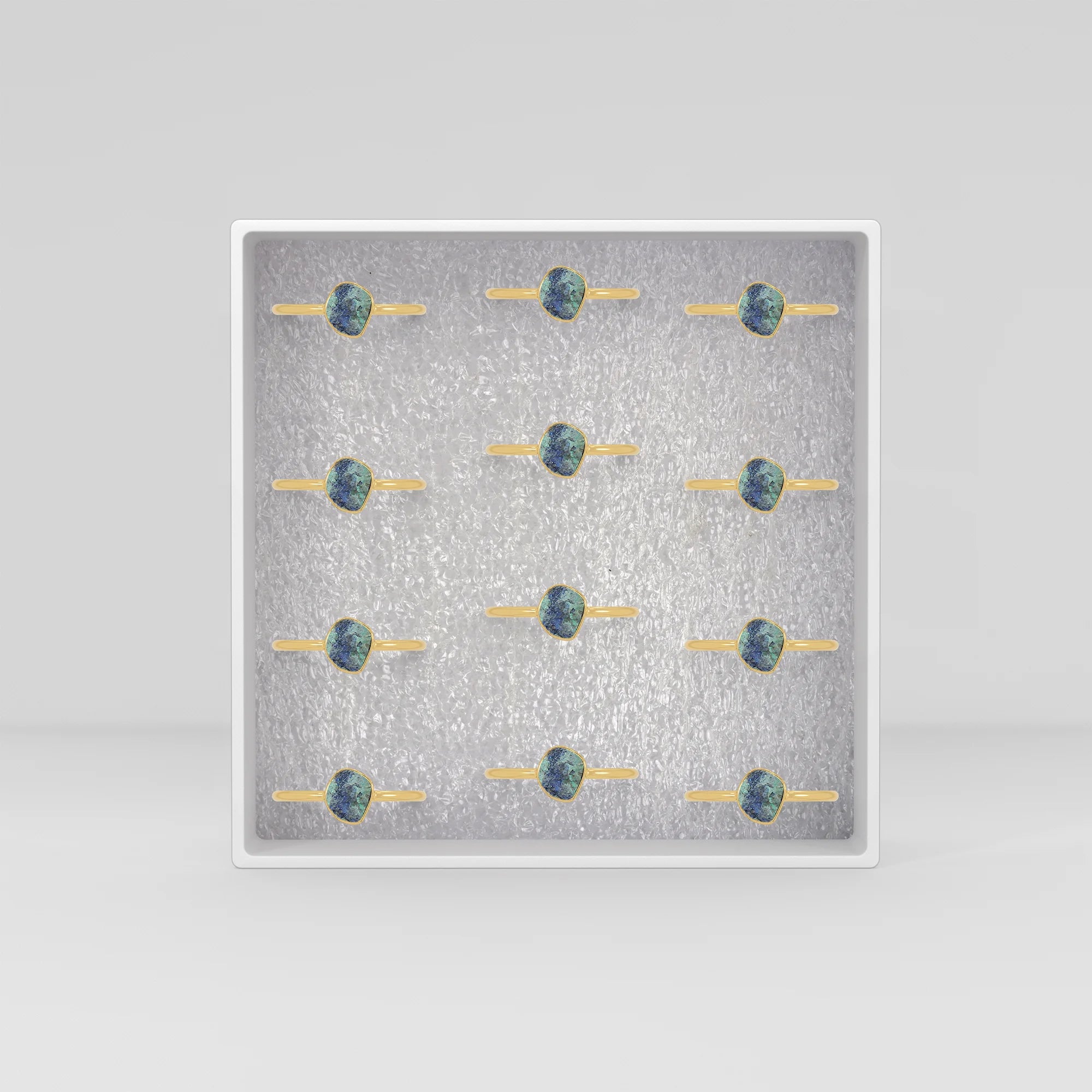 azurite malachite stackable bezel-set ring