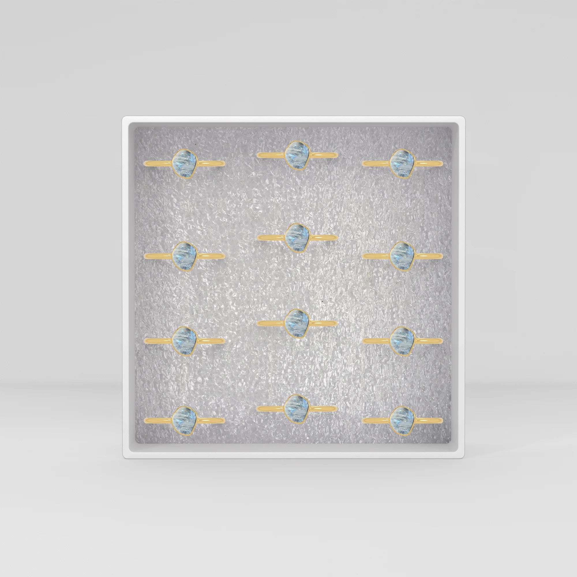 rainbow moonstone stackable bezel-set ring