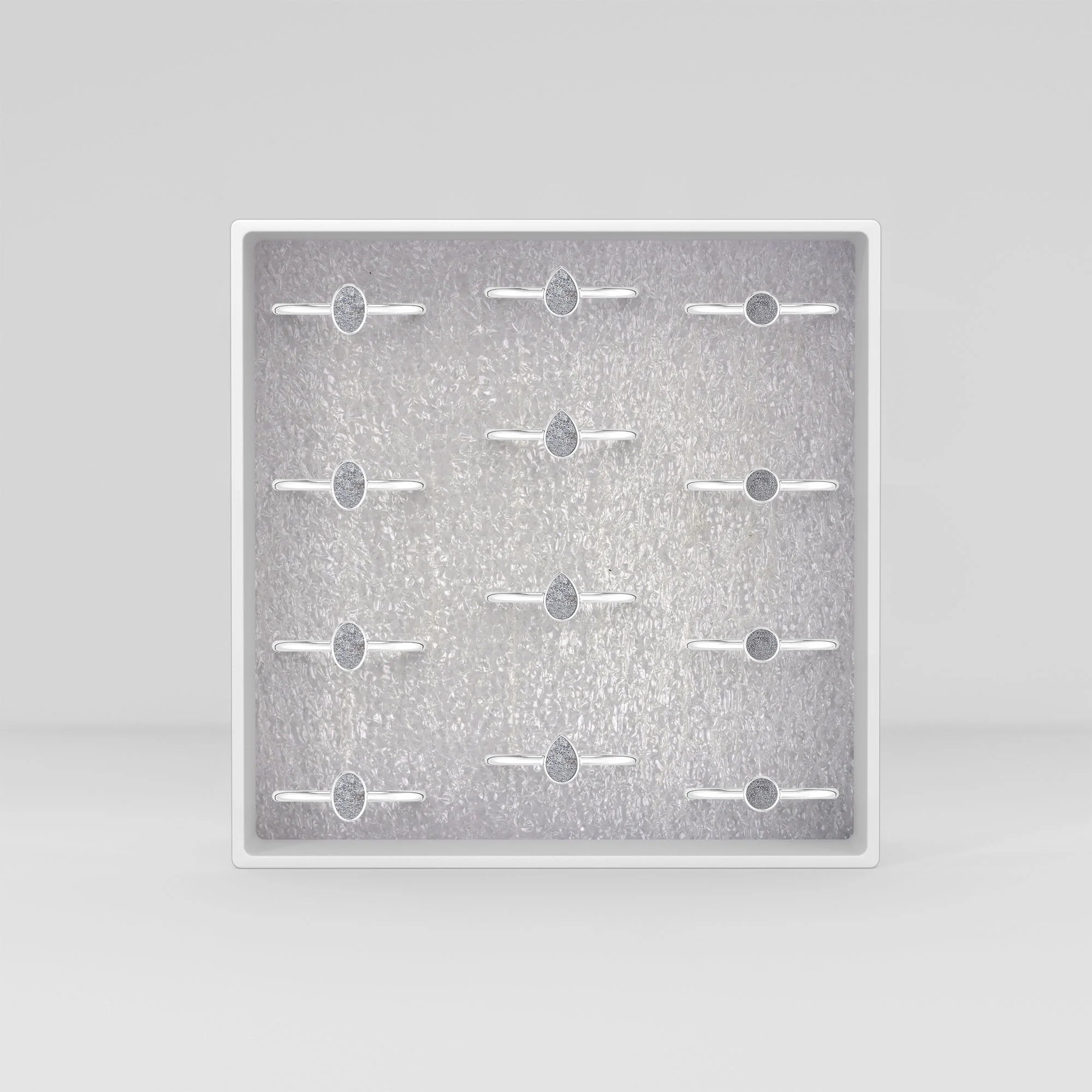 titanium druzy silver bezel-set ring